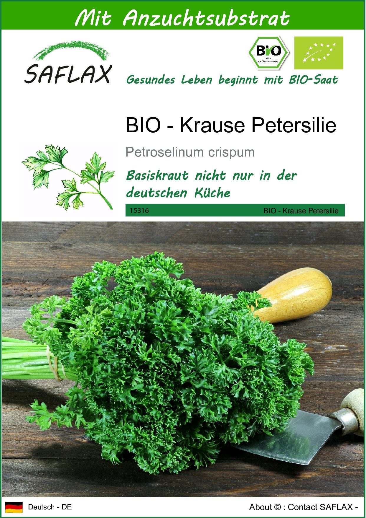 SAFLAX Kräutersamen SAFLAX - Samen und Substrat - BIO - Krause Petersilie
