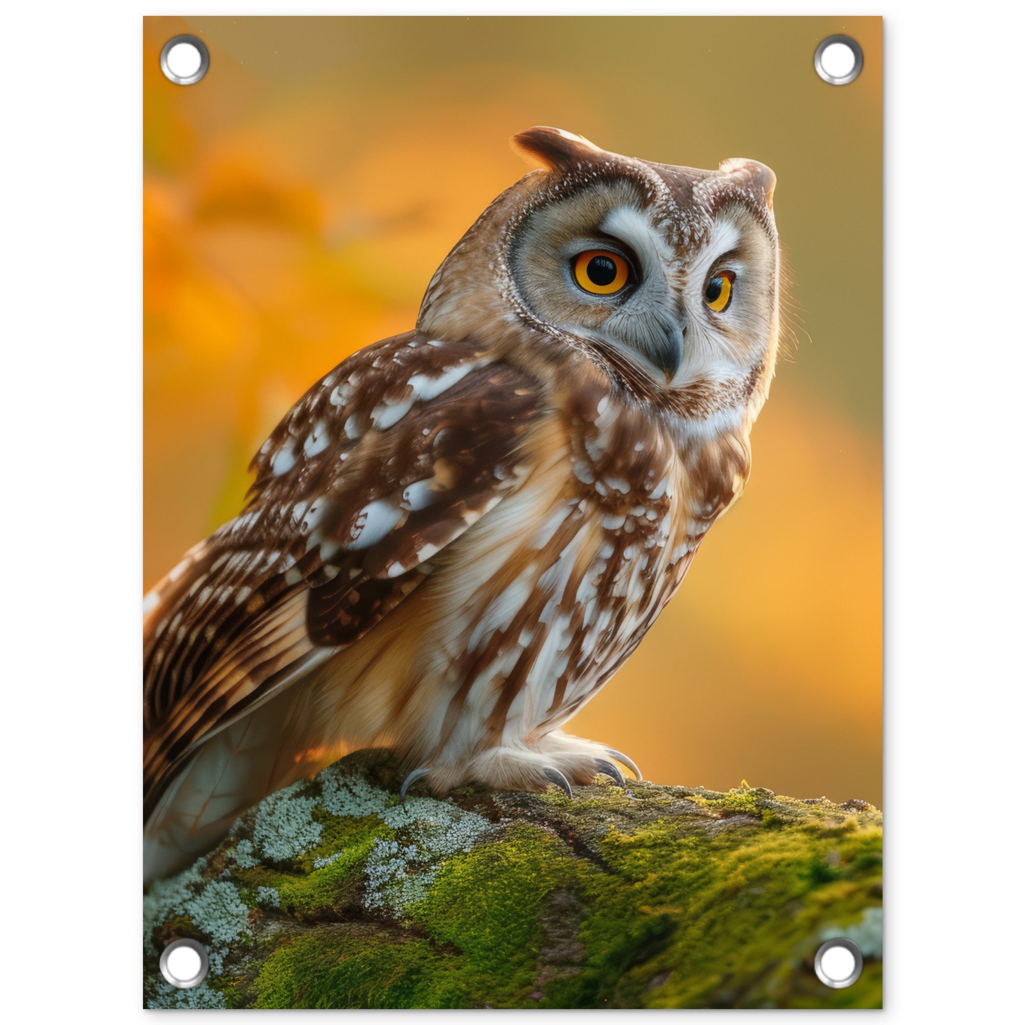 OnlyWow Poster für Garten Vögel - Eule - Wald - Natur - Vogel - Tier, Gartenposter, Outdoor Bilder, Gartendeko für draußen, 30x40 cm