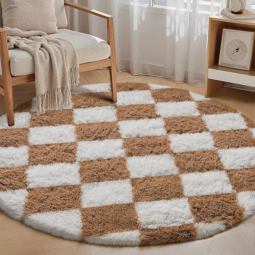 PURECOZY Hochflor-Teppich Mikrofaser-Teppich, Waschbar Weich & Kuschelig, rund, Höhe: 40 mm, geeignet für verschiedene Innenräume, 120x120 cm