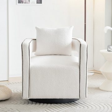 KLAM HOME Relaxsessel Drehsessel Polsterstuhl Einzelsofasessel (Freizeitstuhl mit Armlehnen), 360° drehbar TV-Sessel mit Kissen, für Wohn-, Schlaf- und Arbeitszimmer