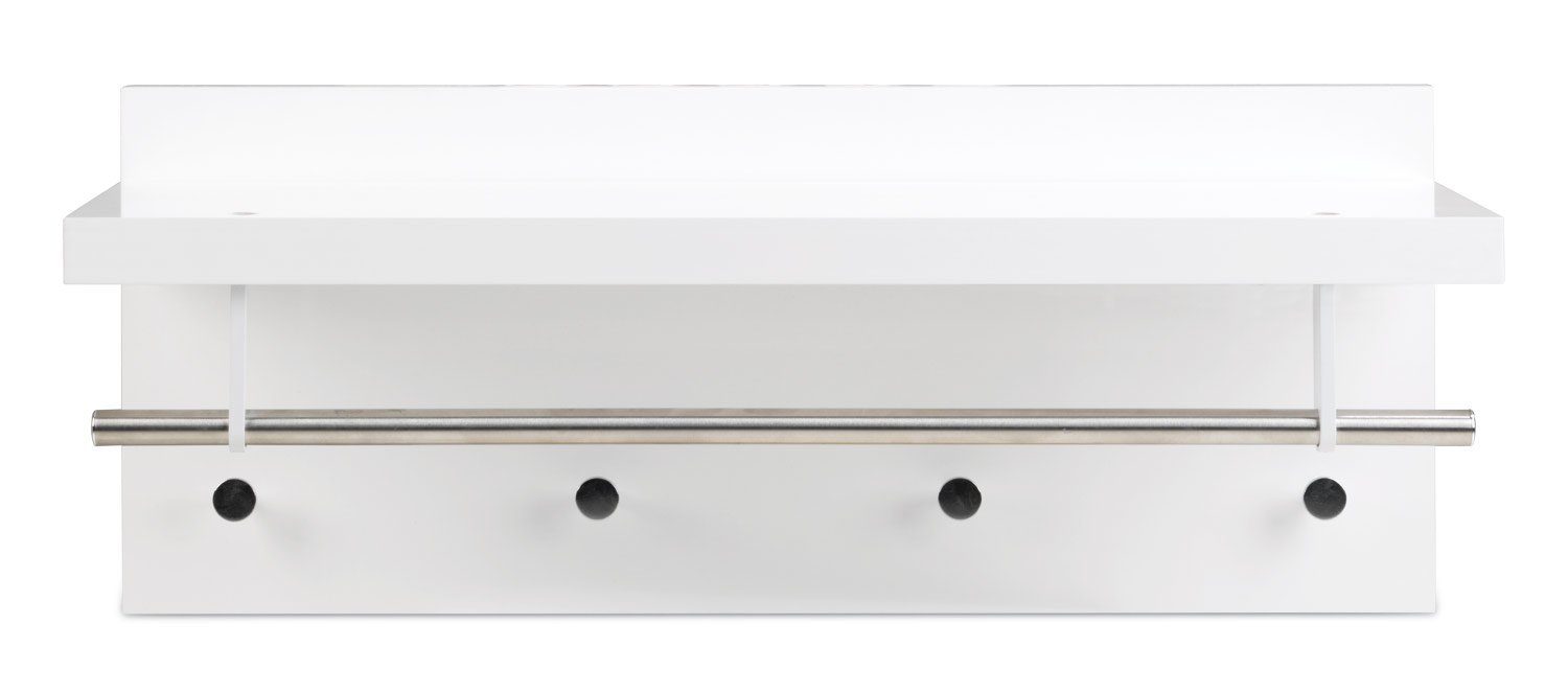 Home4You Wandgarderobe, Weiß Hochglanz, B 75 günstig online kaufen