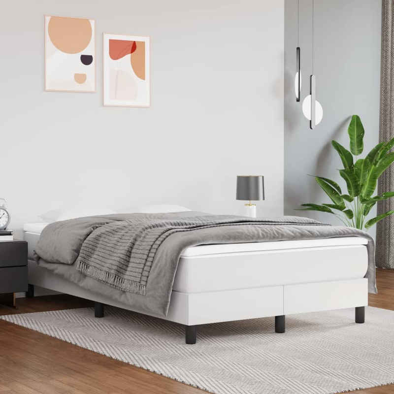 vidaXL Bett Bettgestell Weiß 120x200 cm Kunstleder