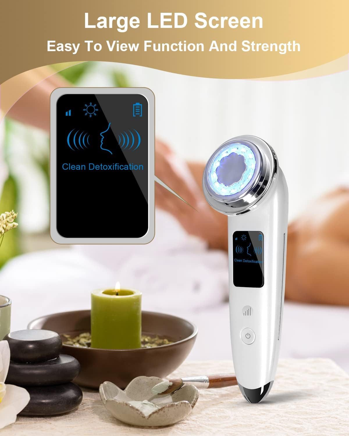 Ophy Mikrodermabrasionsgerät 4-in-1 Mikrodermabrasionsgerät – elektrisches Gesichtsmassagegerät, für straffere Haut, Anti-Aging Hautpflege-Tool (weiß)