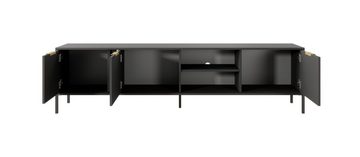 Furnix TV-Board LARSONS 203F 3D Fernsehschrank 3 Flügeltüren Anthrazit, B202,9 cm x H53,4 cm x T39,5 cm, Metallbeine