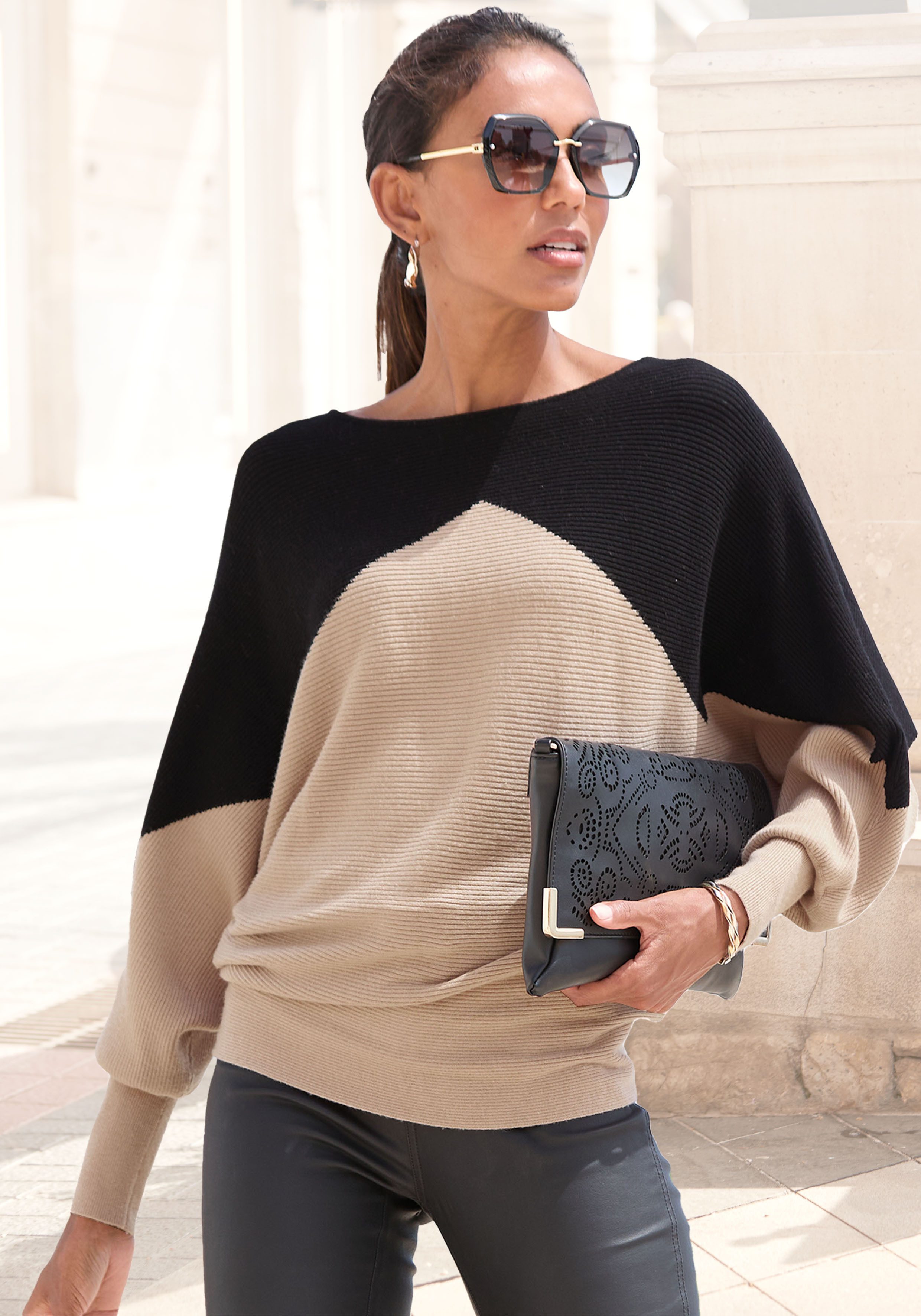 LASCANA Strickpullover mit Colorblock-Optik Fledermausärmel, modisch günstig online kaufen
