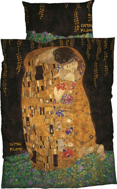 Bettwäsche Kuss, Goebel, Satin, 2 teilig, mit Klimt Gemälde