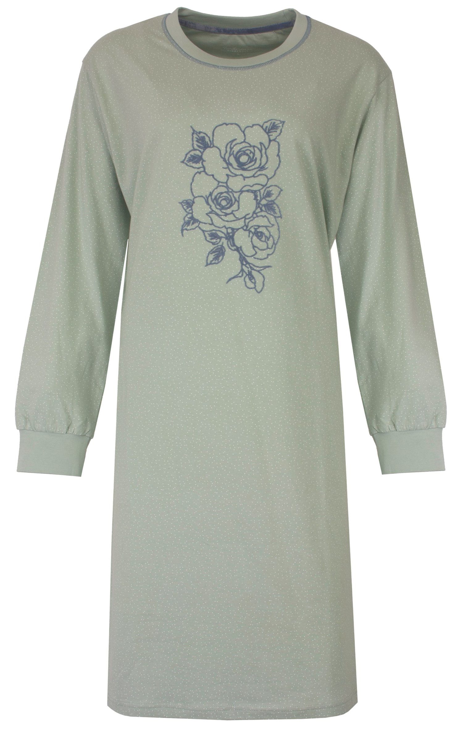 Nachthemd Damen Jersey Schlafshirt langer Arm