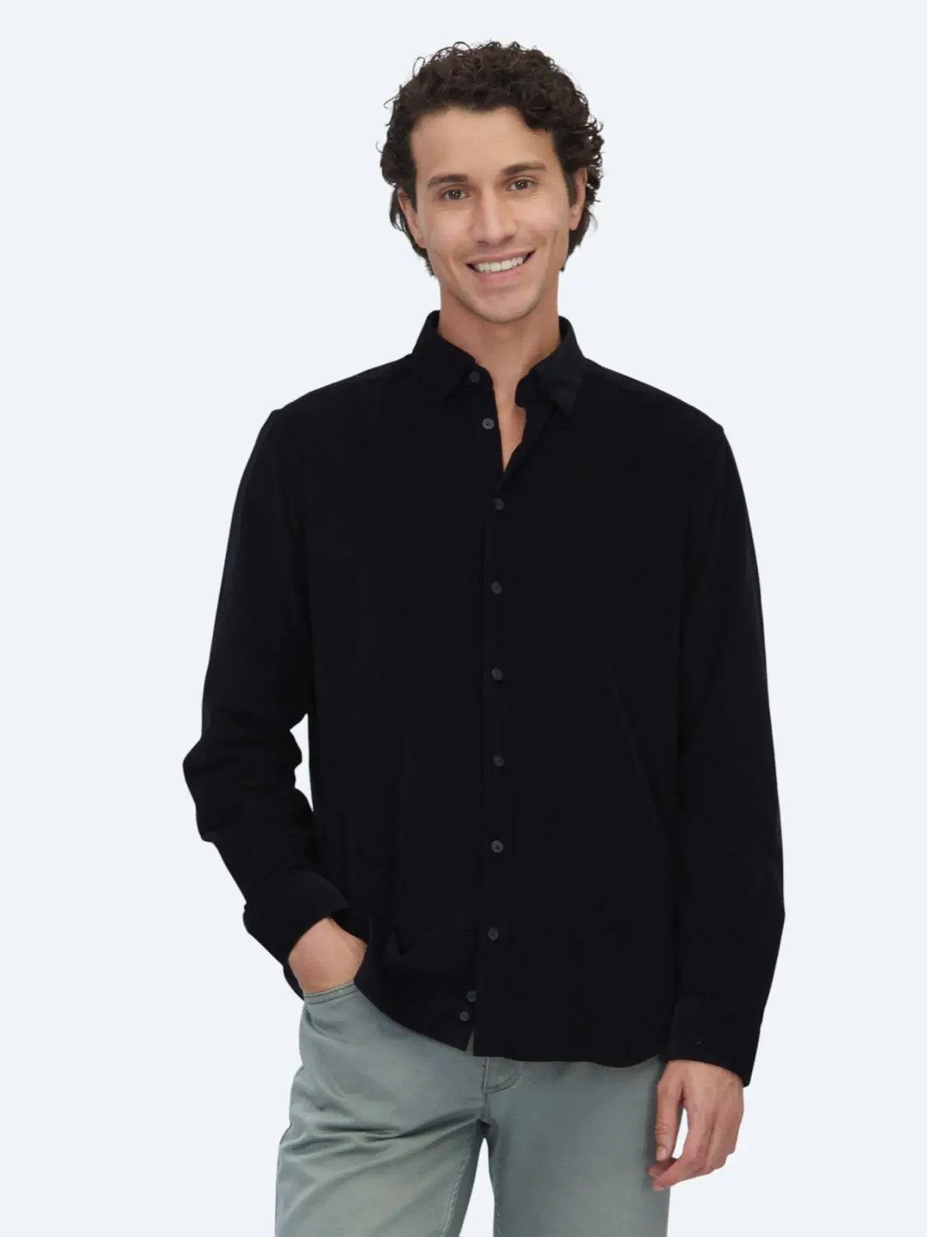 KİP Hemdbluse Schwarz Gestreiftes Regular Fit Casual Hemd 100% Baumwolle