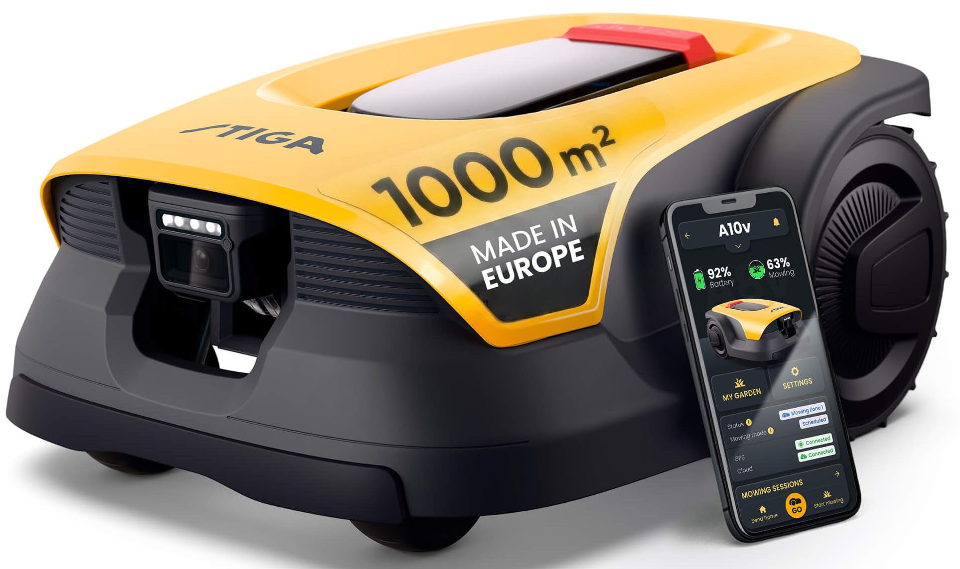 STIGA GARDEN Rasenmähroboter A 10v, bis 1000 m² Rasenfläche, (Set), App-Steuerung, Mehrzonen-Management, RTK+KI-Kamera+VISTA-Technologie