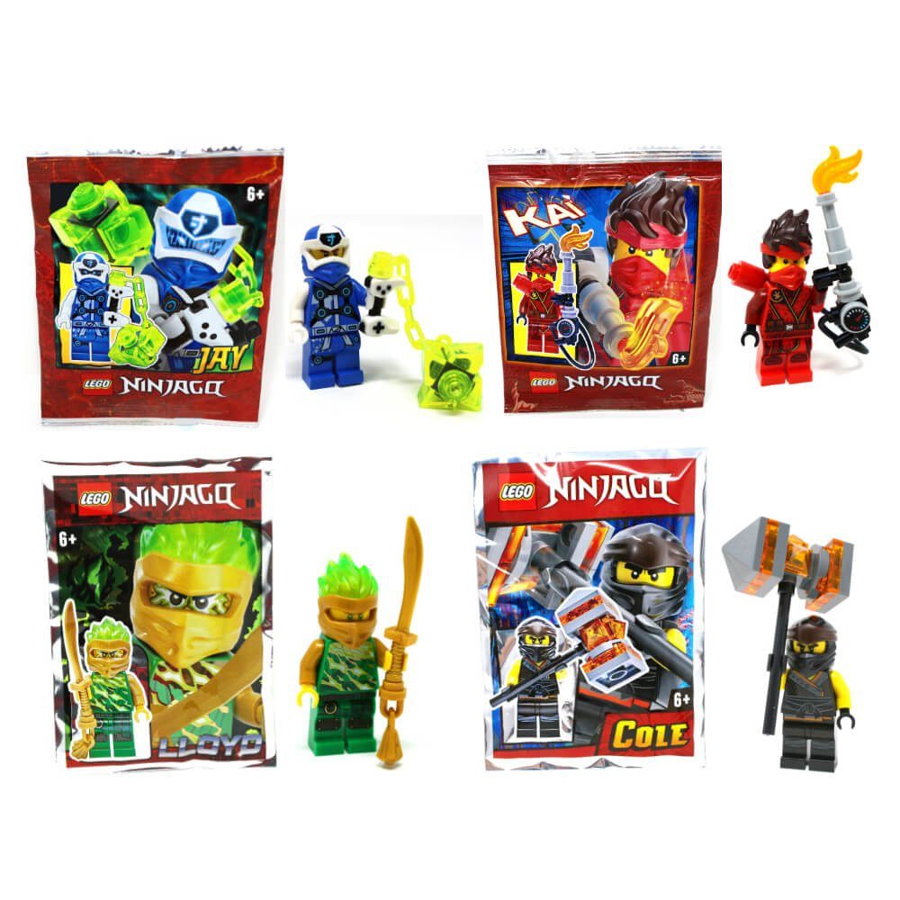 LEGO® Spielfigur Lego® Ninjago Legacy Minifiguren - Set aus 4 Figuren - Jay  3 + Kai 4, (Set), Set aus 4 Figuren - Jay 3 + Kai 4 + Lloyd 2 + Cole 1