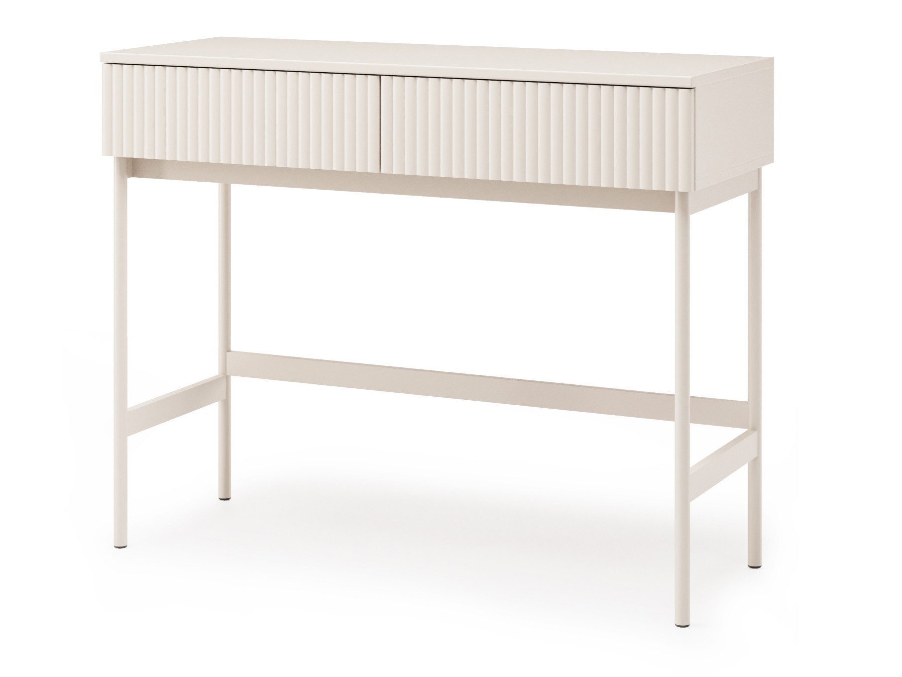 Beautysofa Schminktisch SOFT Kaschmir mit Rillenfronten und 2 Schubladen (griffloser Kosmetiktisch mit Metallgestell, Konsolentisch für Schlafzimmer und Ankleidezimmer), Breite: 100 cm