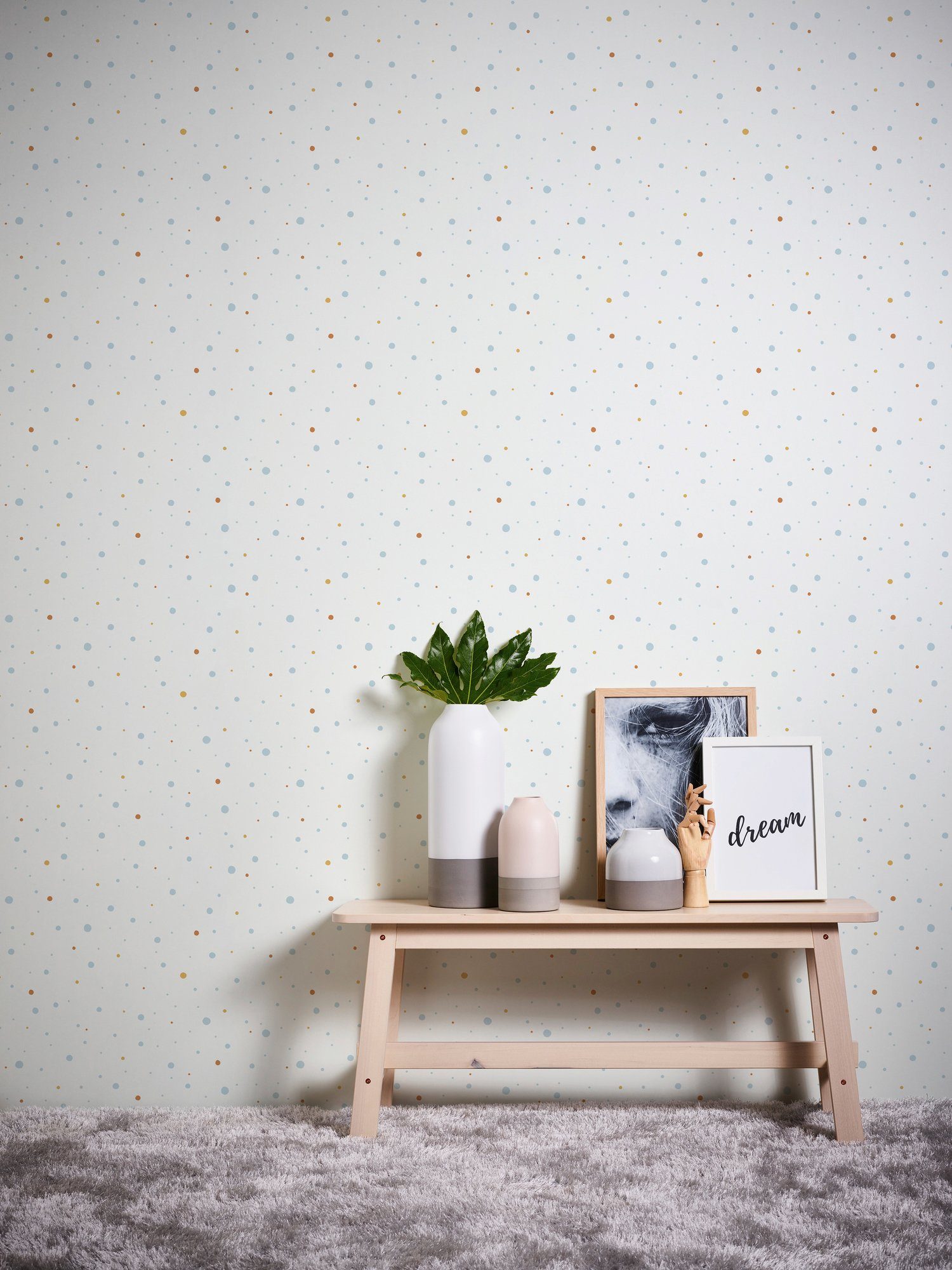Bricoflor Punkte Tapete für Babyzimmer Neutrale Kindertapete Grau und Rot G günstig online kaufen