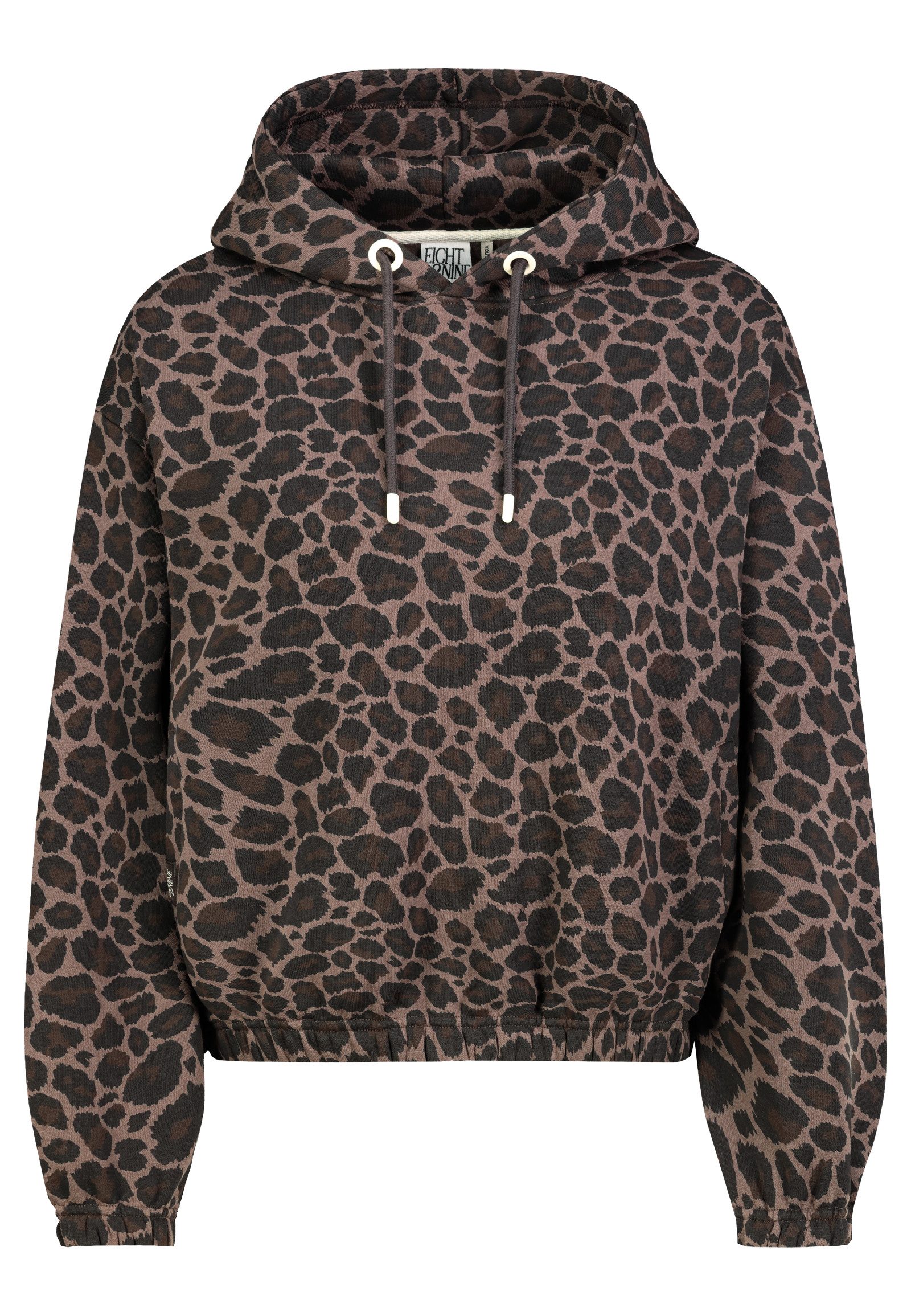 Eight2Nine Hoodie Seitentaschen, Verstellbare Kapuze, Elastische Bündchen für Damen (1-tlg) Kapuze Tierdruck elastisch Rippbündchen