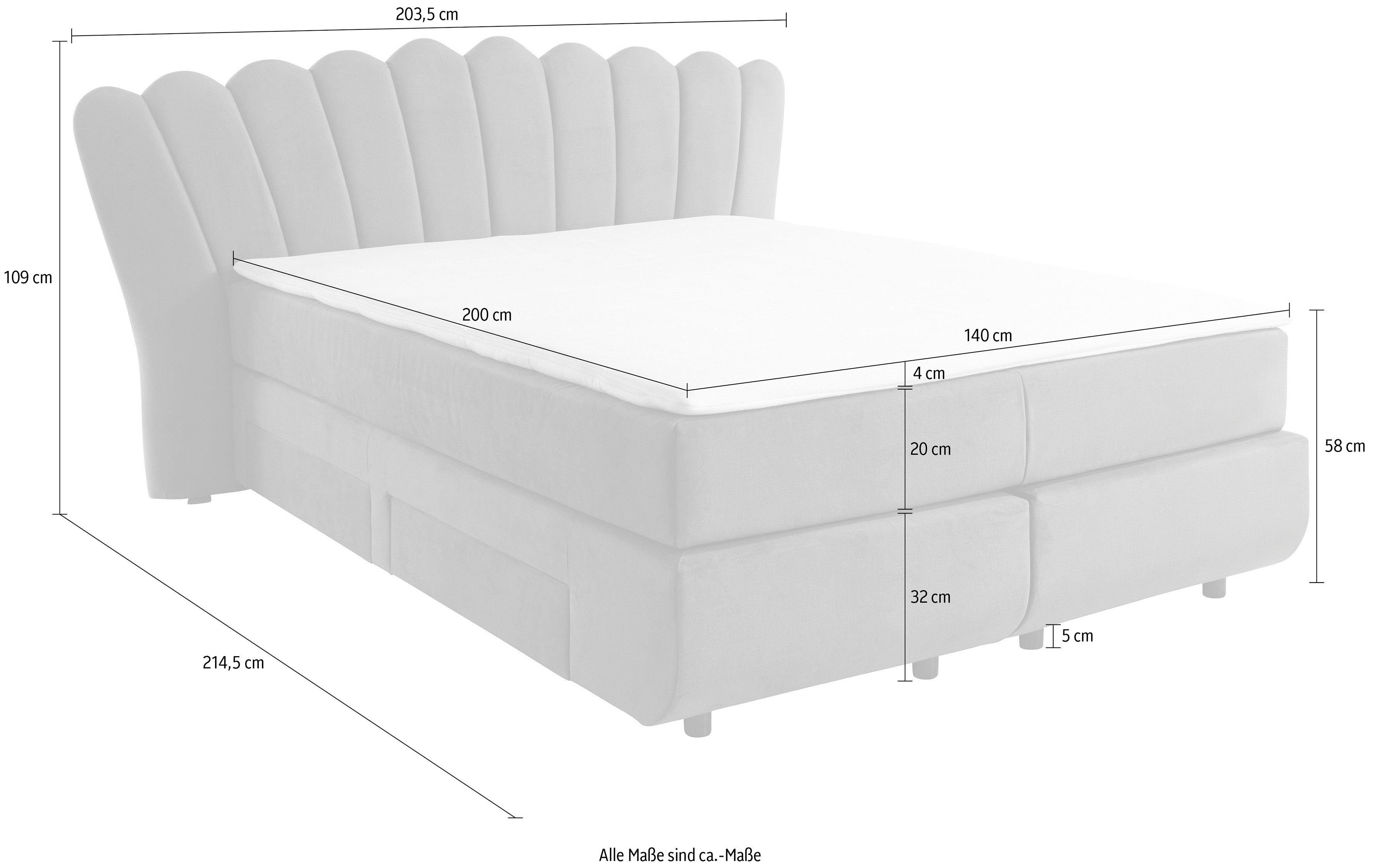 Leonique Boxbett 180 140 und Topper, 3 cm, Breite 90, 140 verschiedene Fleurir, cm Liegebreiten