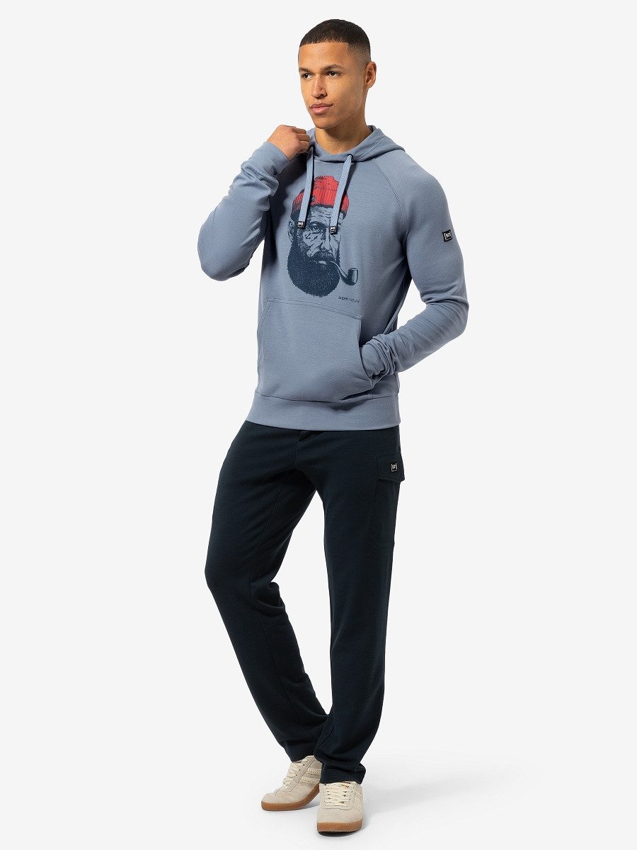 SUPER.NATURAL Hoodie für Herren, Merino FAV SAILOR HOODIE Segel Motiv, Urlaubsfeeling