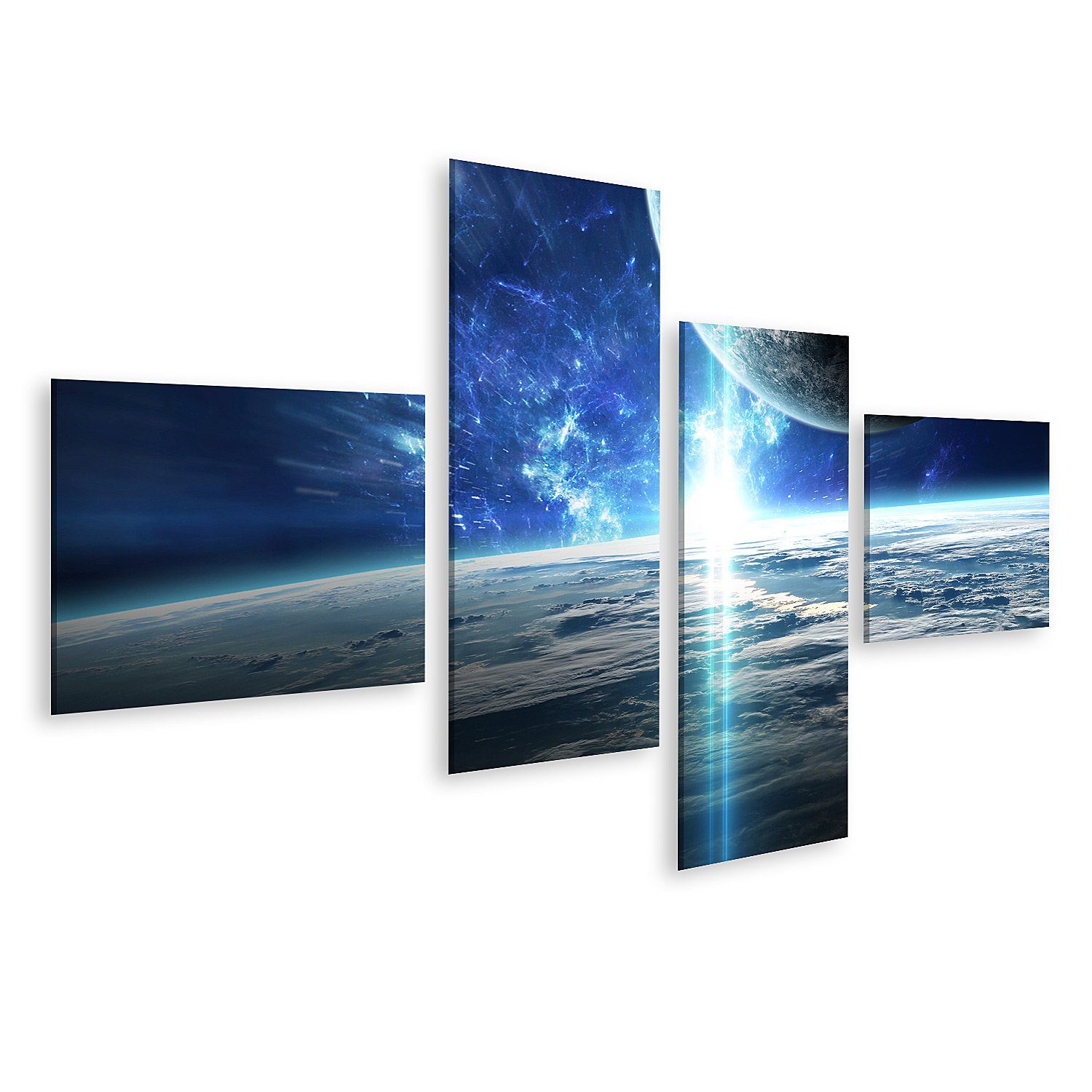 islandburner Leinwandbild Bild auf Leinwand Universum Szene mit Planeten Sterne und Galaxien Rau
