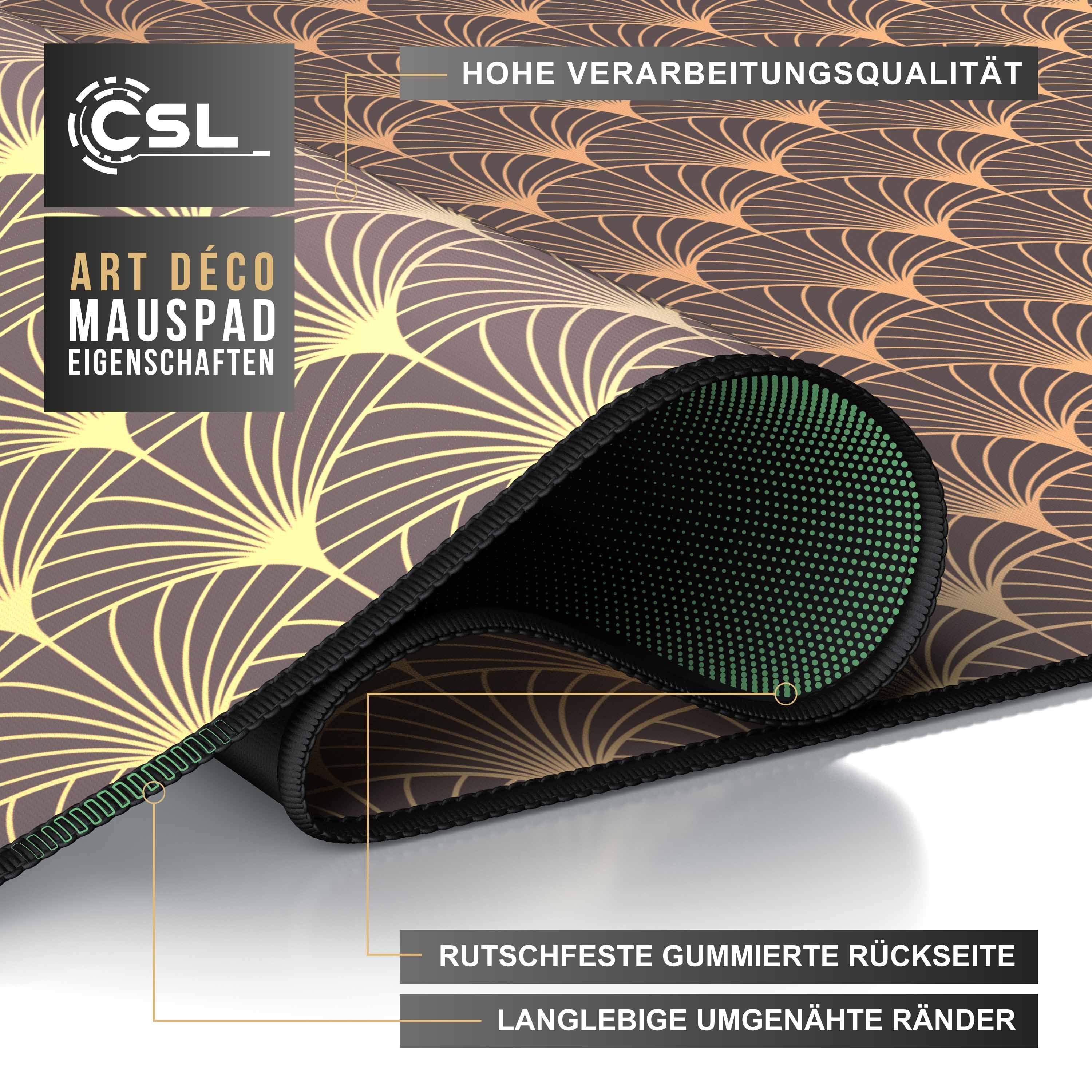 CSL Gaming Mauspad XXL Speed Mousepad 900 x 400 x 3 mm, große Tischunterlage (1-St), rutschfest, abwaschbar, Geschwindigkeit & Präzision, Art Deco – Bild 4 von 5