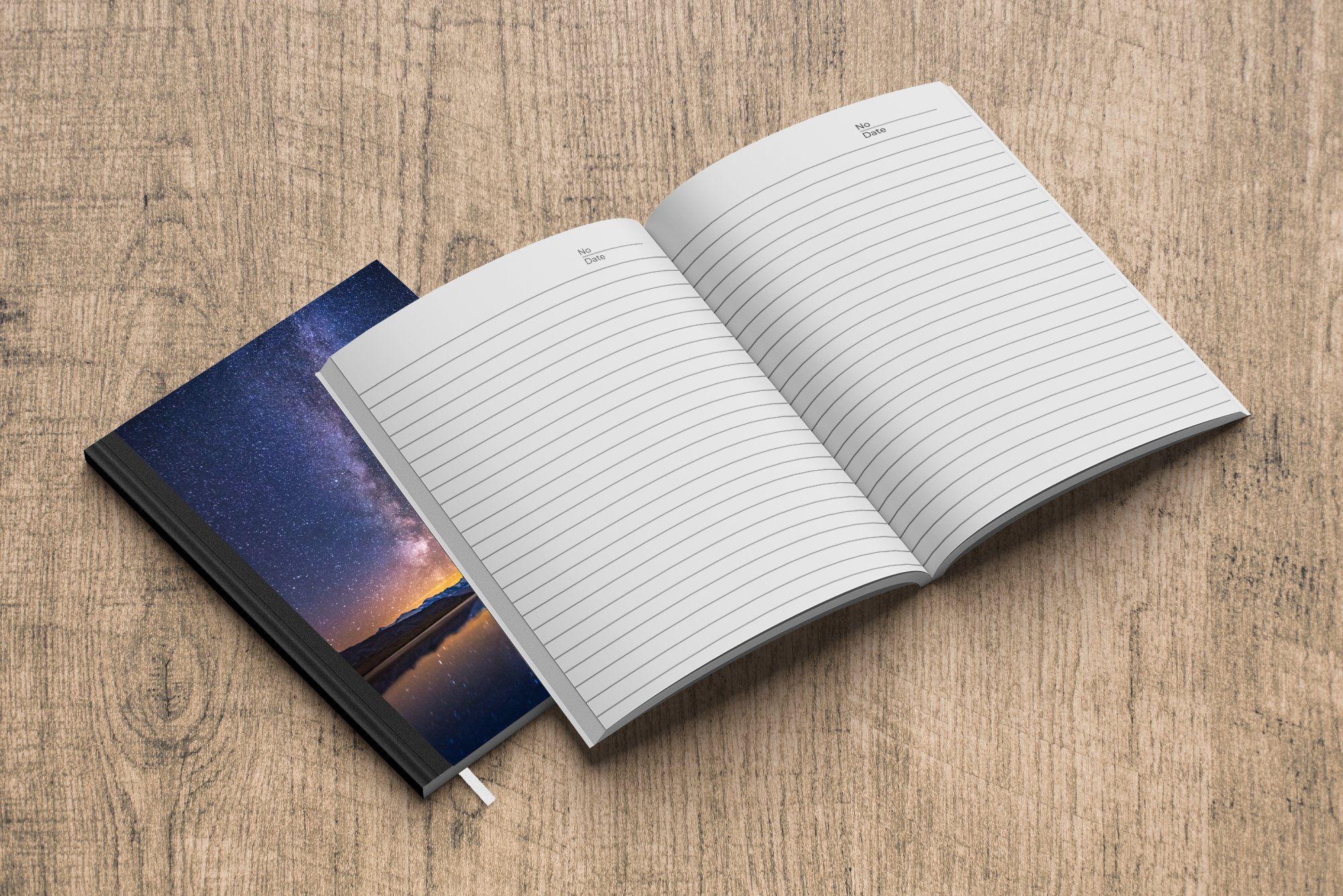 MuchoWow Notizbuch Die Milchstraße bei schönen 98 Journal, Haushaltsbuch einem Merkzettel, Seiten, Tagebuch, Notizheft, A5, Sonnenuntergang