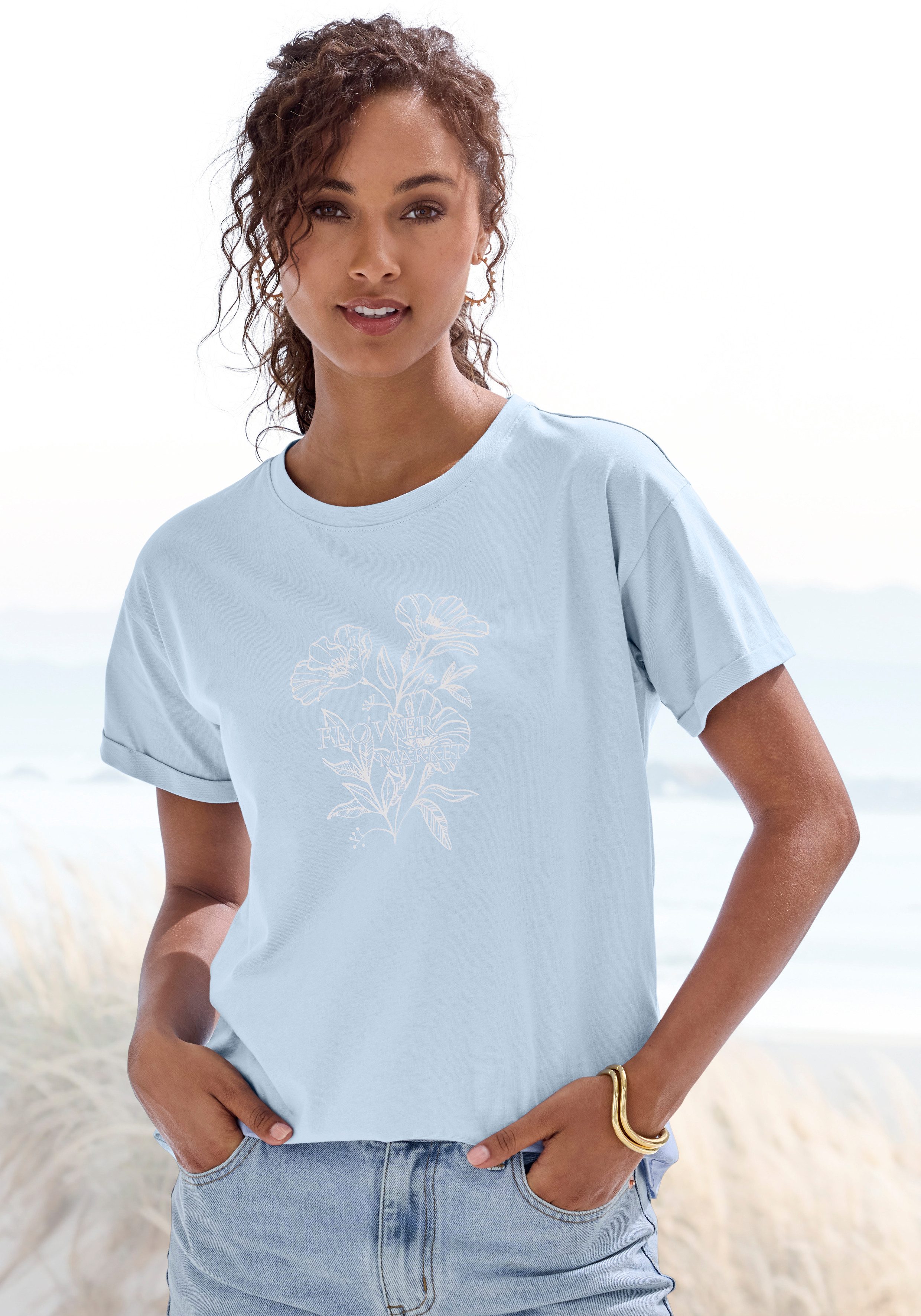 Vivance by Lascana T-Shirt mit Frontdruck (2er-Pack) aus hochwertiger Bio-Baumwolle