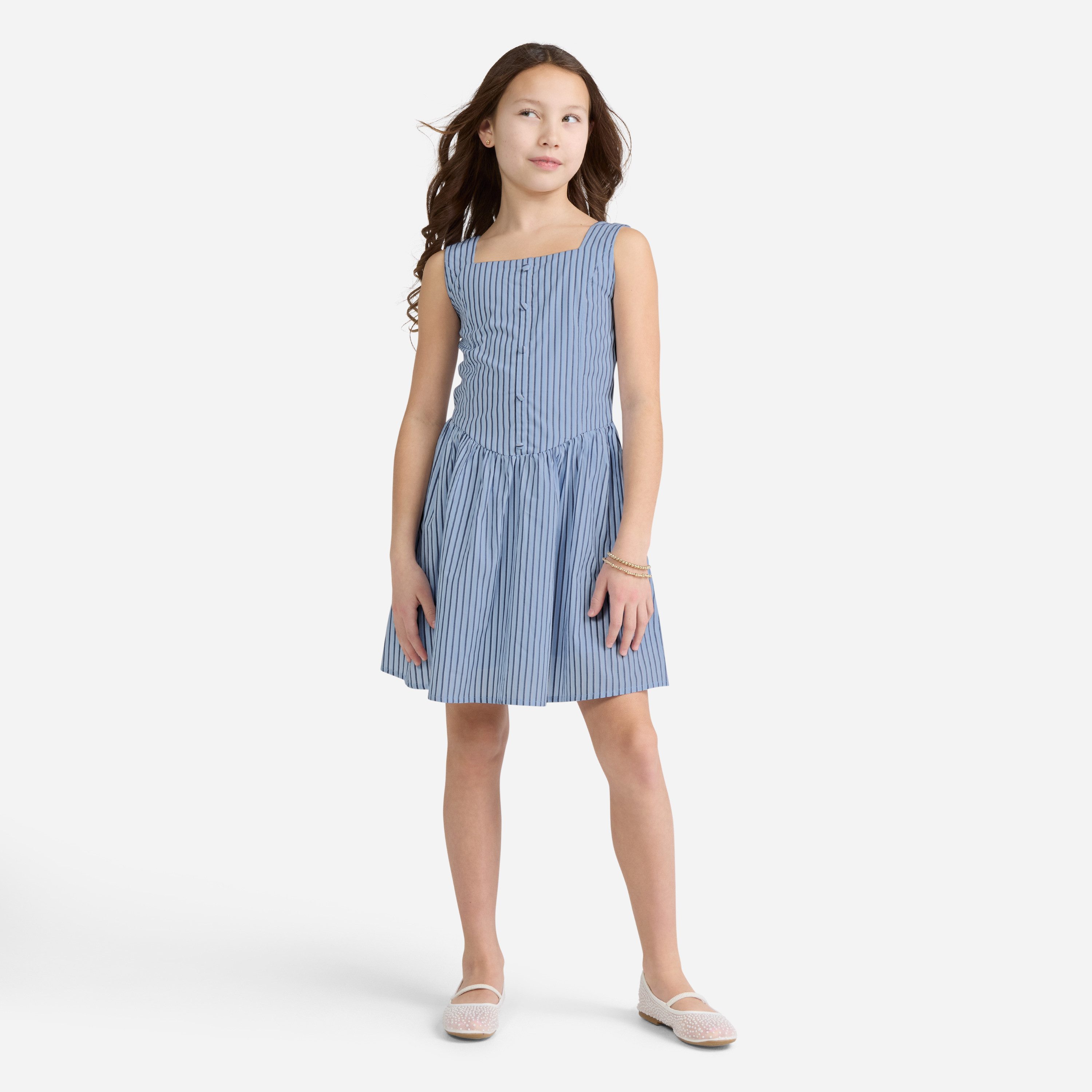 Abercrombie Kids Midikleid AFG FAUX BUTTON-THROUGH MINI D im Streifen-Look und ärmellos, für Girls