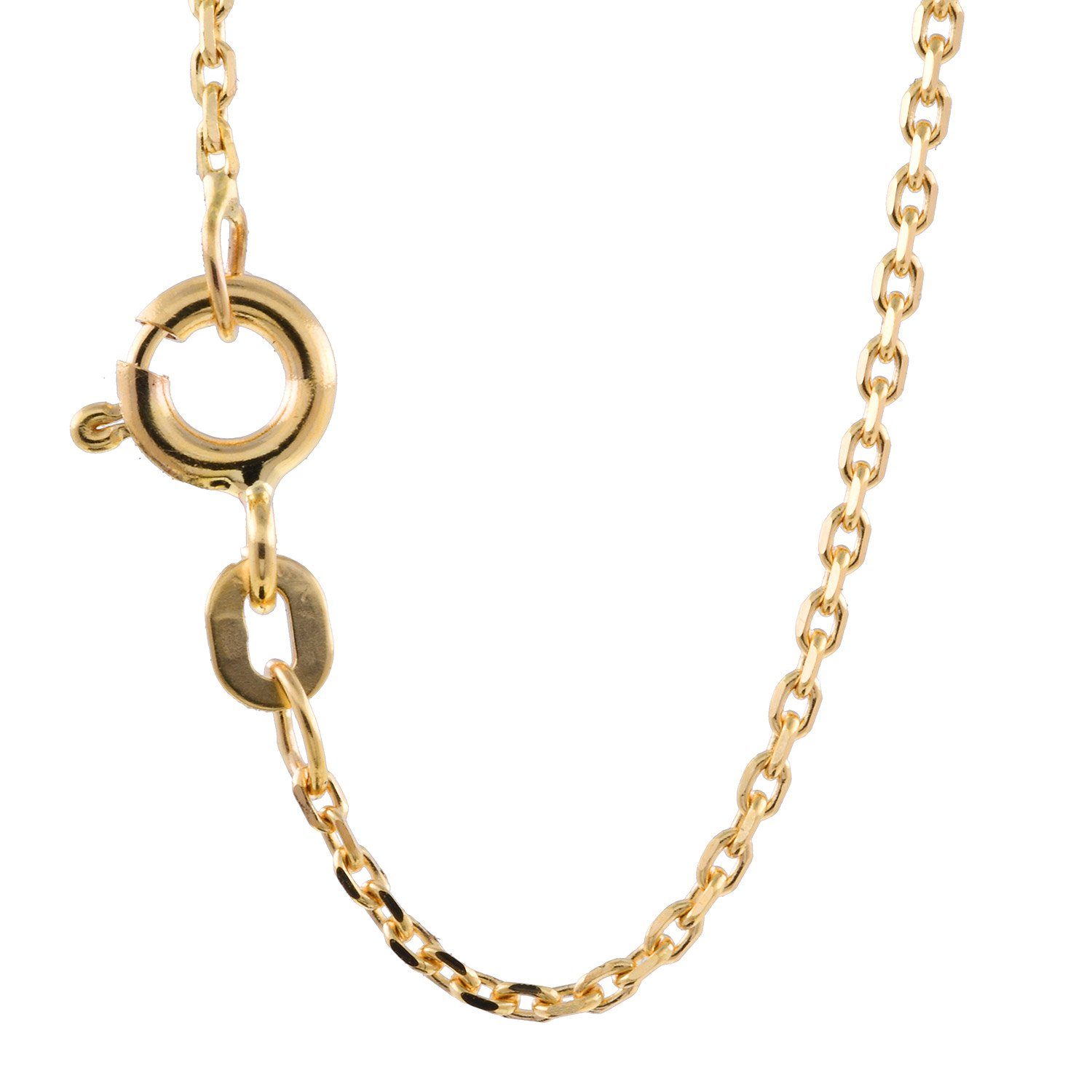 Herren Schmuck HOPLO Goldkette 1,3 mm 45 cm 585 - 14 Karat Gold Halskette Ankerkette diamantiert massiv Gold hochwertige Goldket
