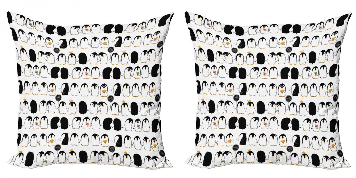 Kissenbezüge Modern Accent Doppelseitiger Digitaldruck, Abakuhaus (2 Stück), Penguins Nursery Tierische Liebe