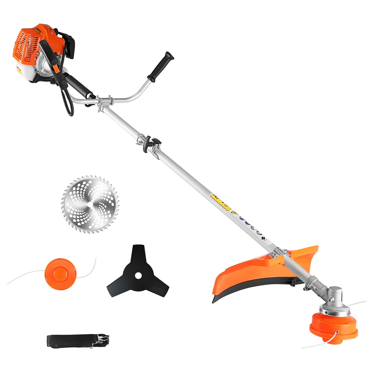 CONENTOOL Benzin-Motorsense 3 in 1 Rasentrimmer Freischneider, 25,5 cm Arbeitsbreite Messer, 35 cm Arbeitsbreite Faden, Doppel-Faden, 3-T-Messer