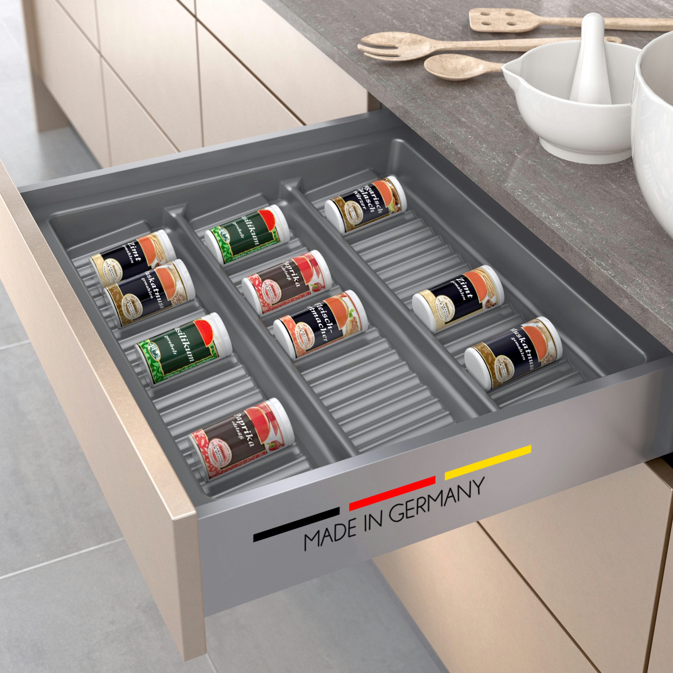 Spetebo Schubladeneinsatz für Gewürze für Küchenschubladen der ideale Küchen-Organizer (Anzahl, 1 St., Stück), Made in Germany
