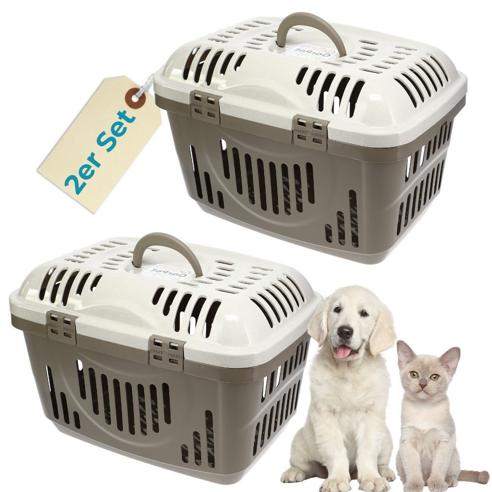 GarPet Tiertransportbox 2er Set Transportbox Oben Dach Öffnen Hunde Katzen Kleintier Transport