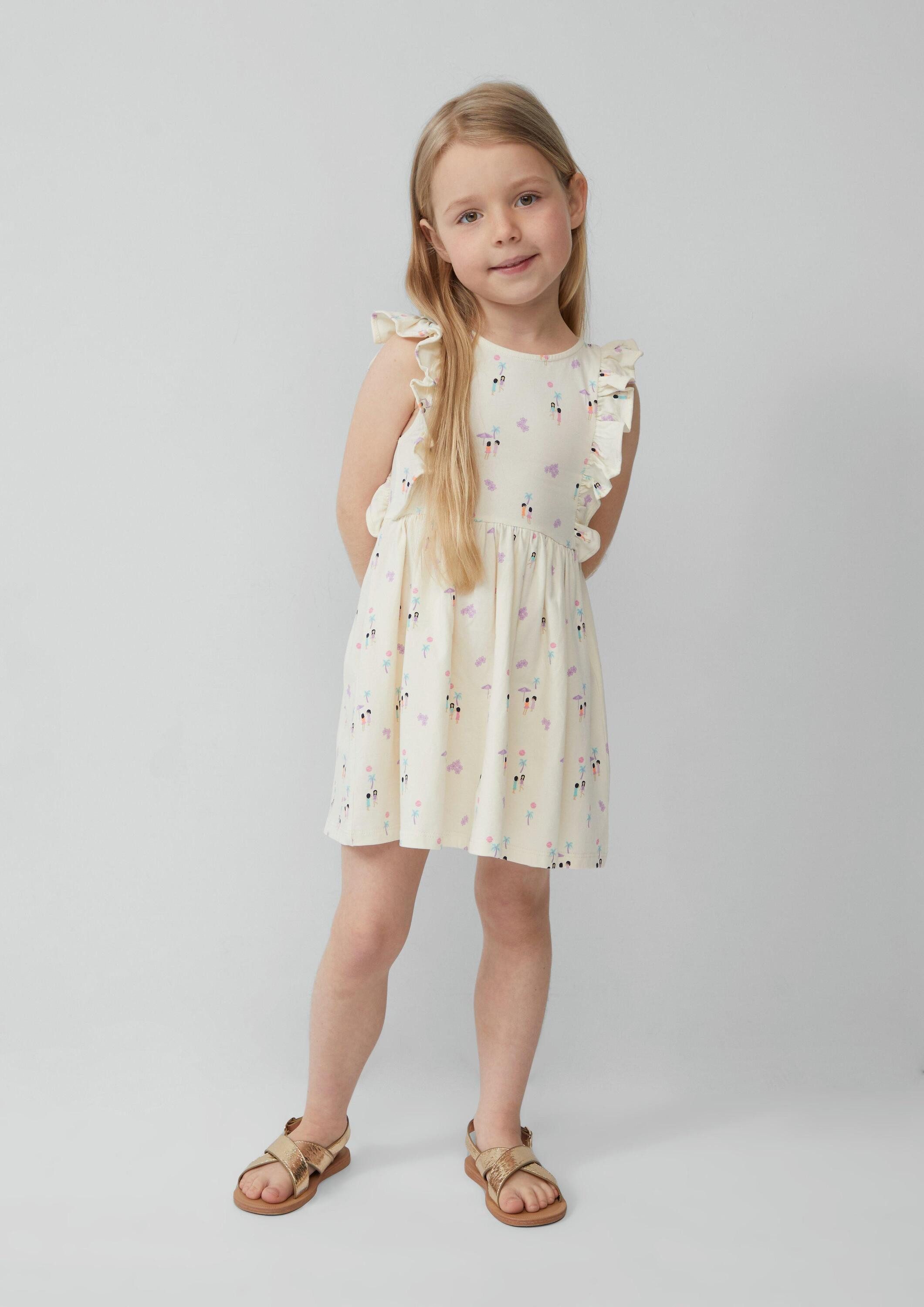s.Oliver Minikleid Kleid Kurzes Kleid mit All-over-Print und Volantärmeln
