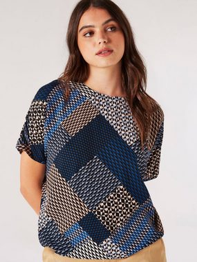 Apricot T-Shirt mit geometrischem Muster, im Patchwork-Design
