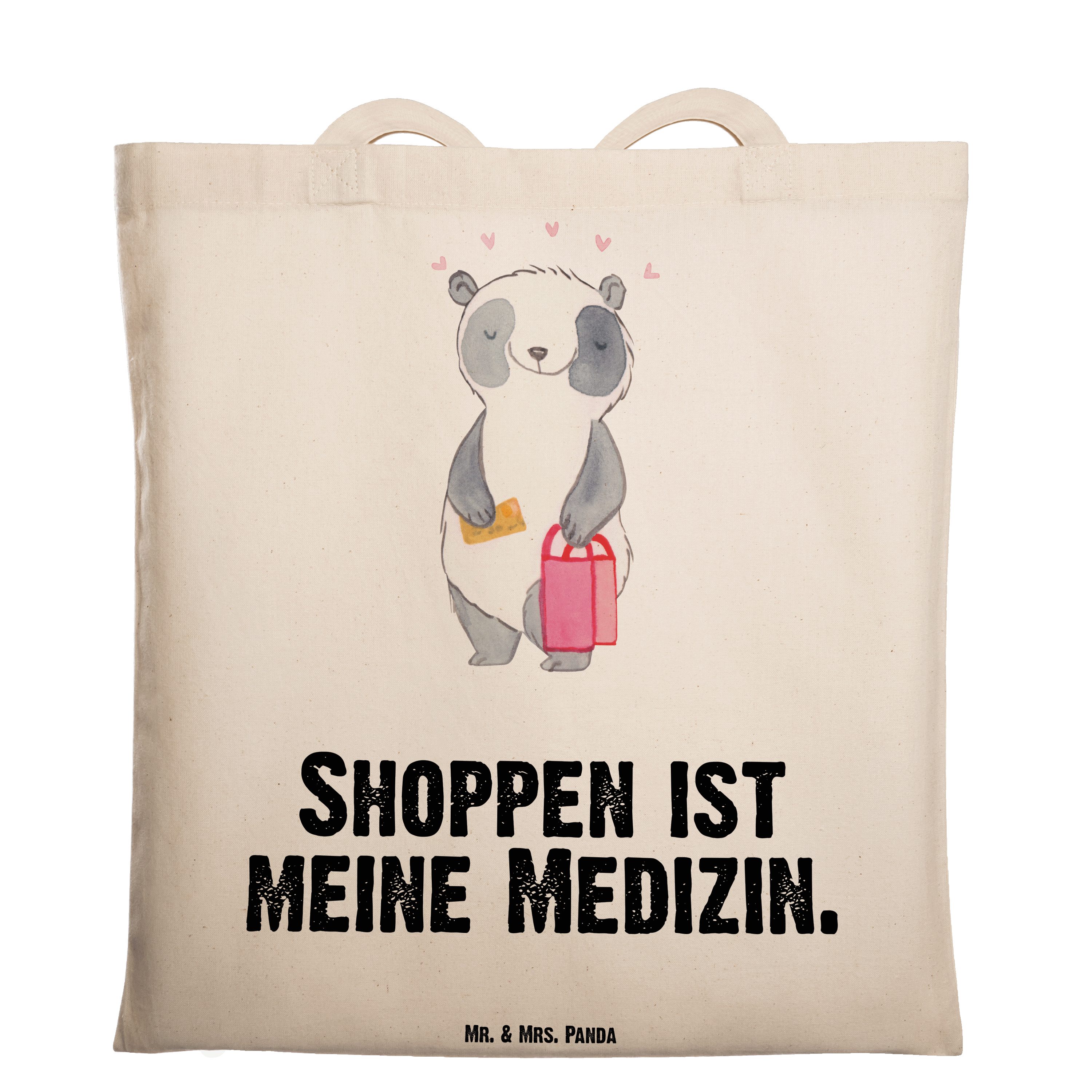 Mr. & Mrs. Panda Tragetasche Panda Shopping Medizin - Transparent - Geschenk, Beutel, shoppen, Spo (1-tlg)