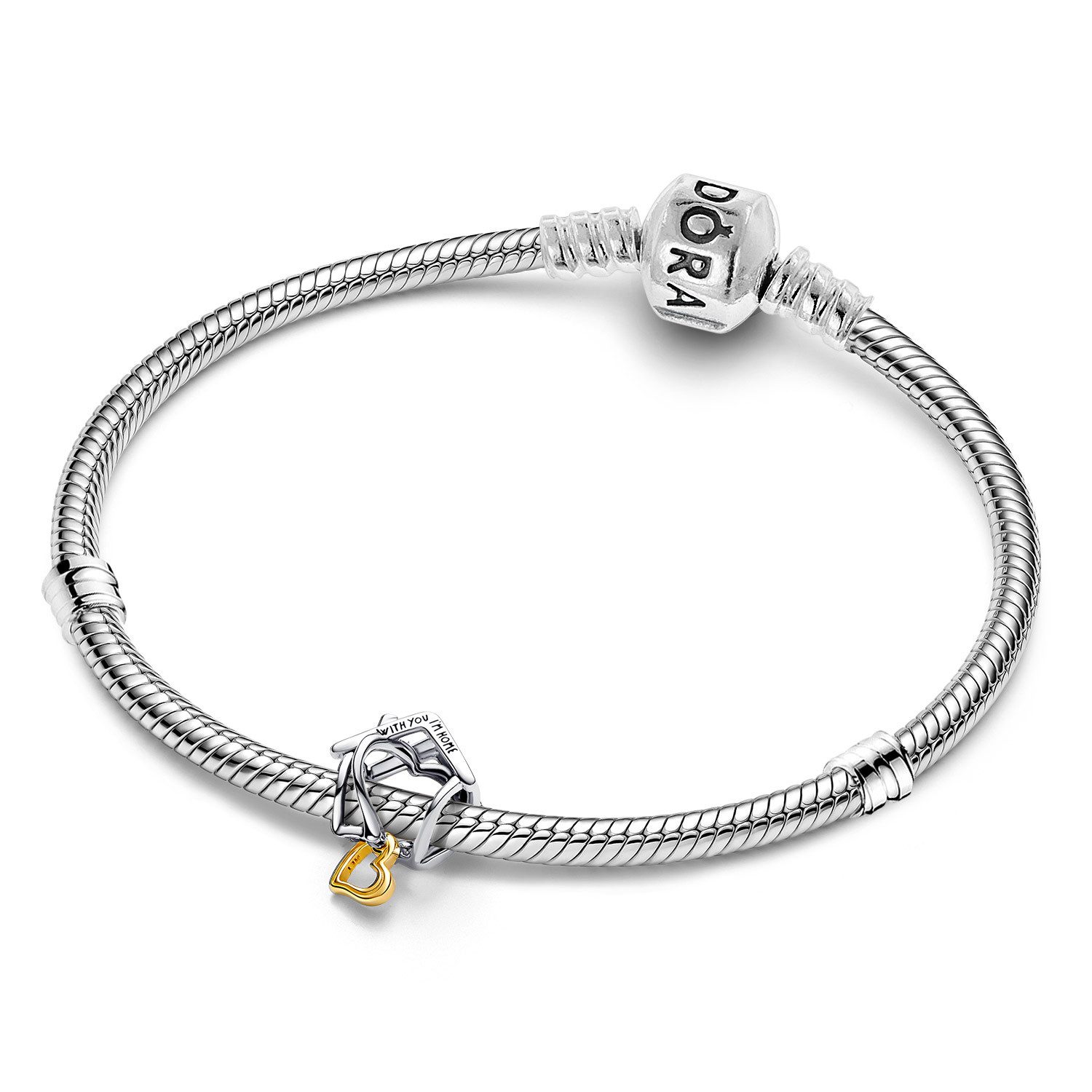 Pandora Charm-Armband Geschenkset für Silber Heimat & Herz