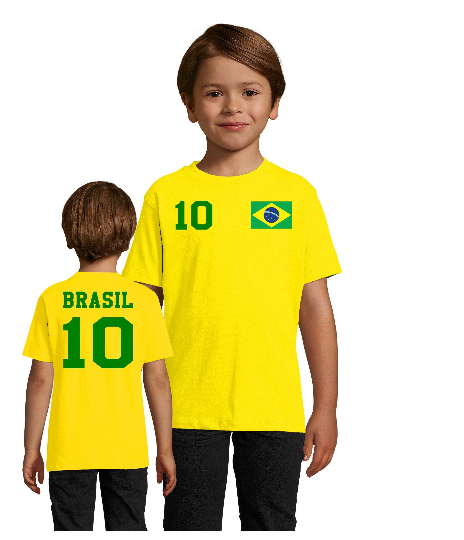 T-Shirt Kinder Brasilien Sport Shirt Trikot Fussball Meister Copa