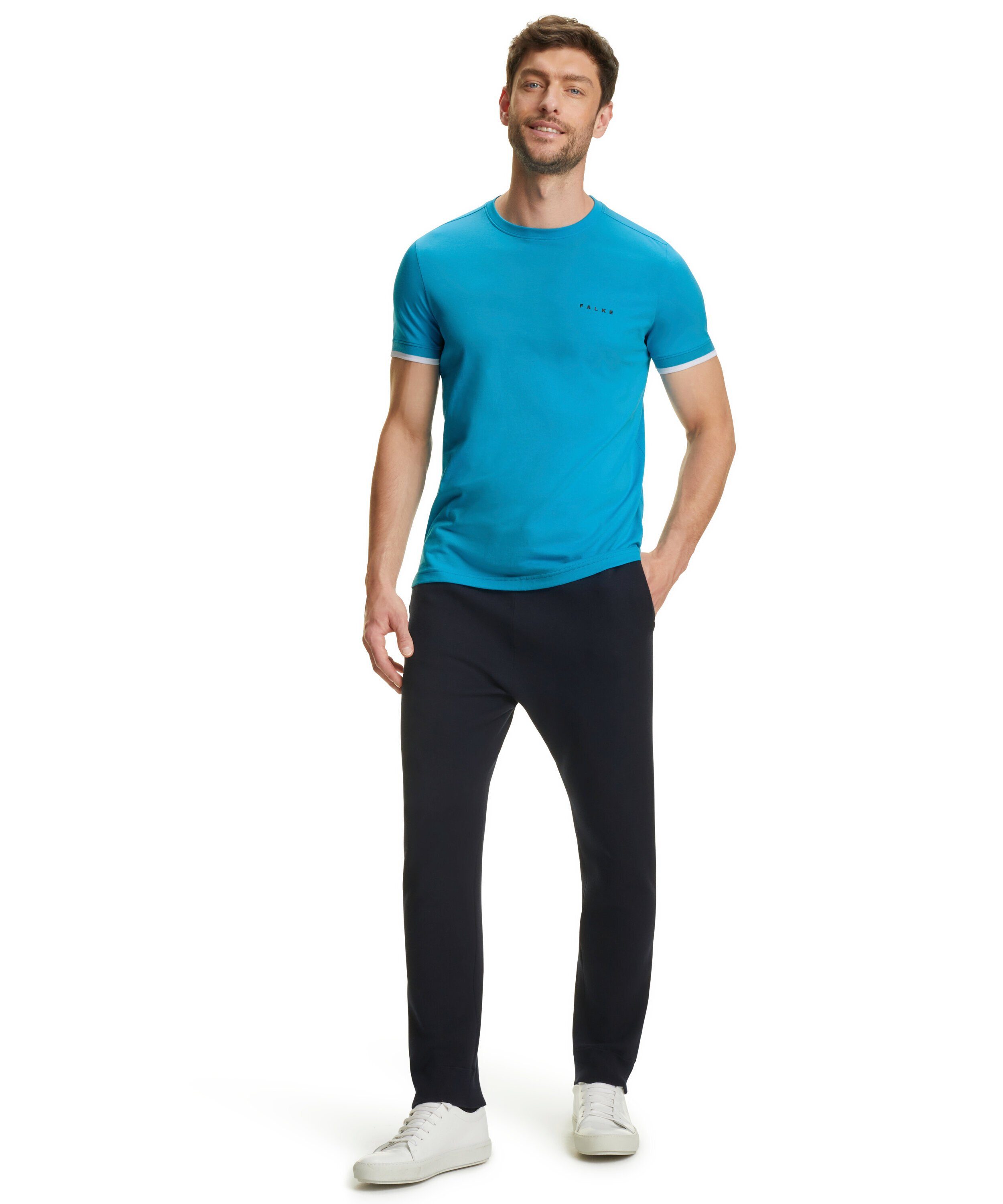 Pima-Baumwolle hochwertiger aus FALKE (6836) (1-tlg) T-Shirt ocean