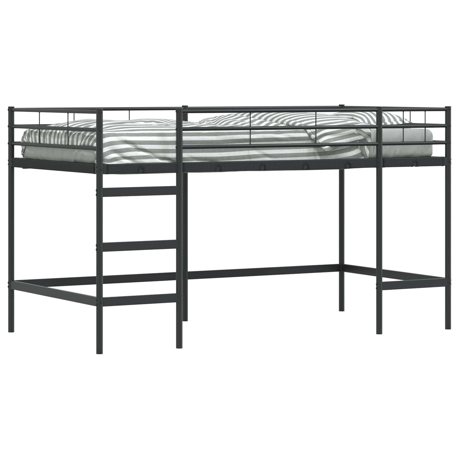 vidaXL Bett Kinderloftbett Uni Schwarz 80 x 200 cm Stahl (1-tlg)