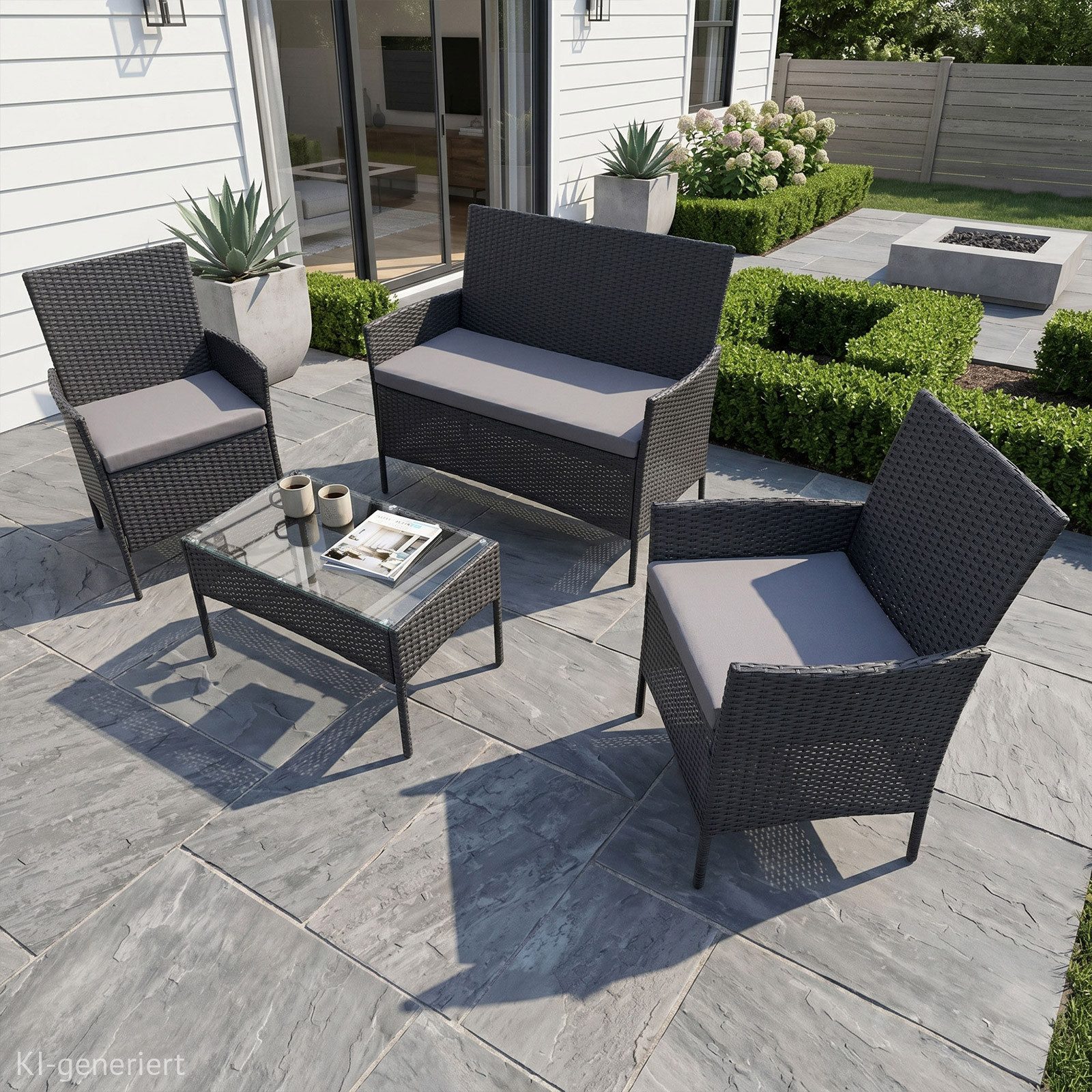 SVITA Sitzgruppe BROOKLYN, (Set, 4-tlg., Gartenlounge), Gartenmöbel Set, Sitzgruppe, Polyrattan