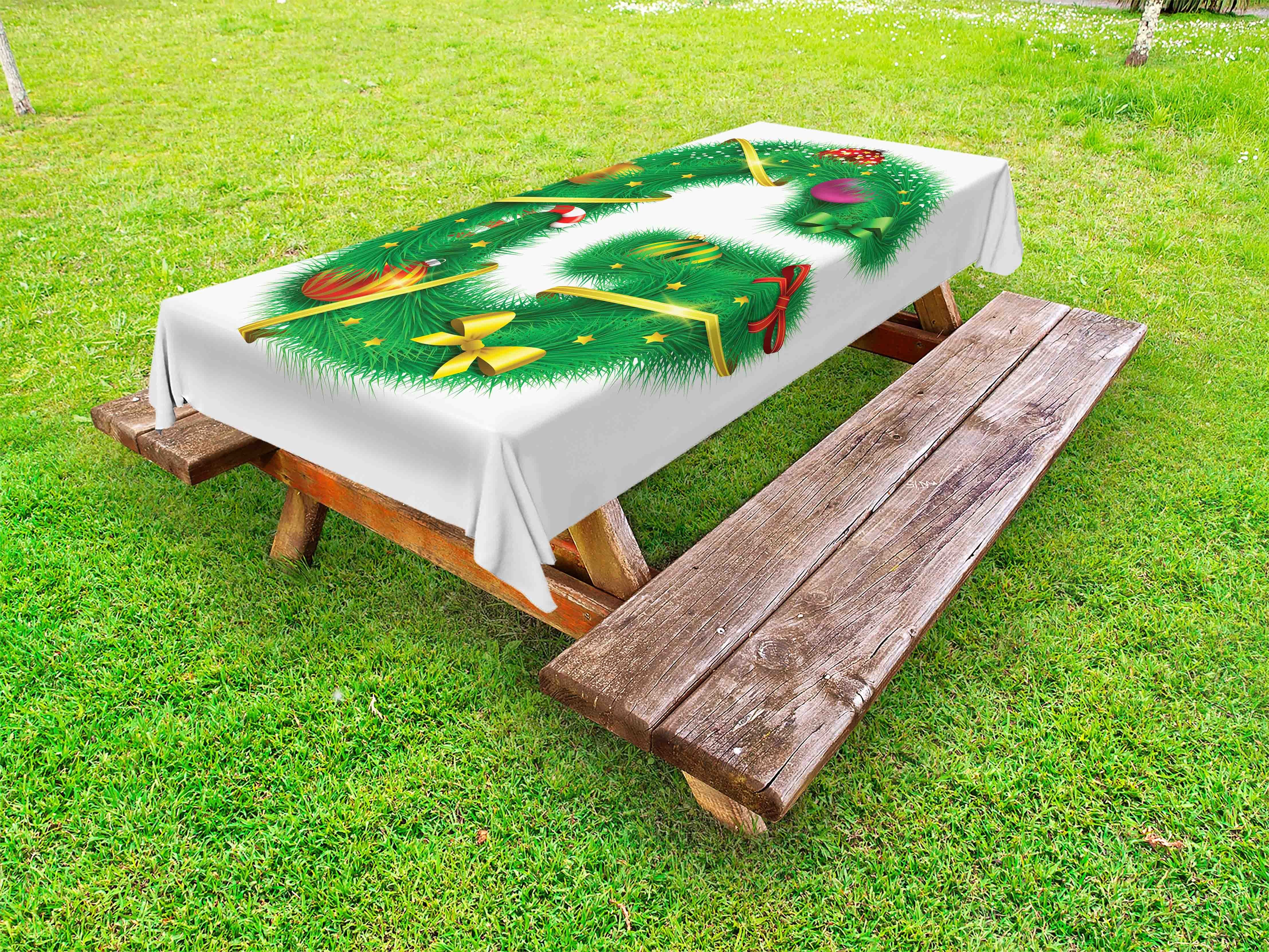 Abakuhaus Tischdecke dekorative Motiv waschbare G Weihnachtsalphabet Picknick-Tischdecke, Brief