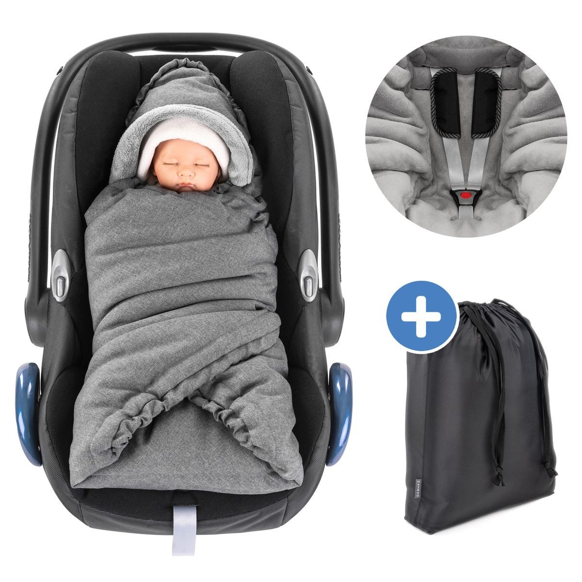 Zamboo Fußsack Grau, Baby Winter Einschlagdecke für Babyschale und Kinderwa günstig online kaufen