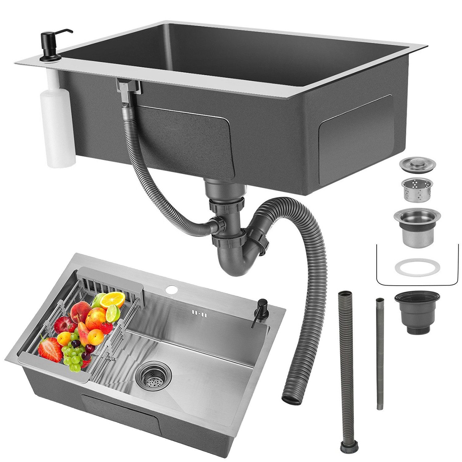 WILGOON Küchenspüle Edelstahl Einbauspüle Spülbecken mit Ausziehbar Küchens günstig online kaufen