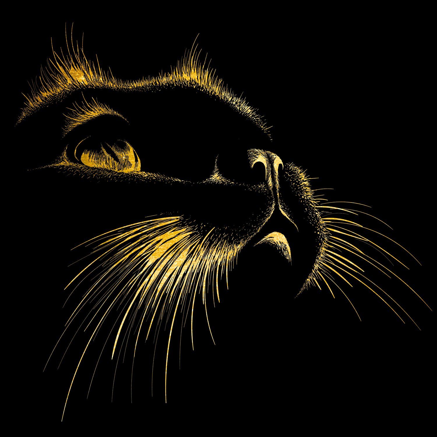 St), veredelt, Gerahmt, mit Katze Handgearbeitet, Edel Cat (1 Goldveredelung, Blattgold Verschieden Größen, queence Acrylbilder - Acrylglasbild - Katze