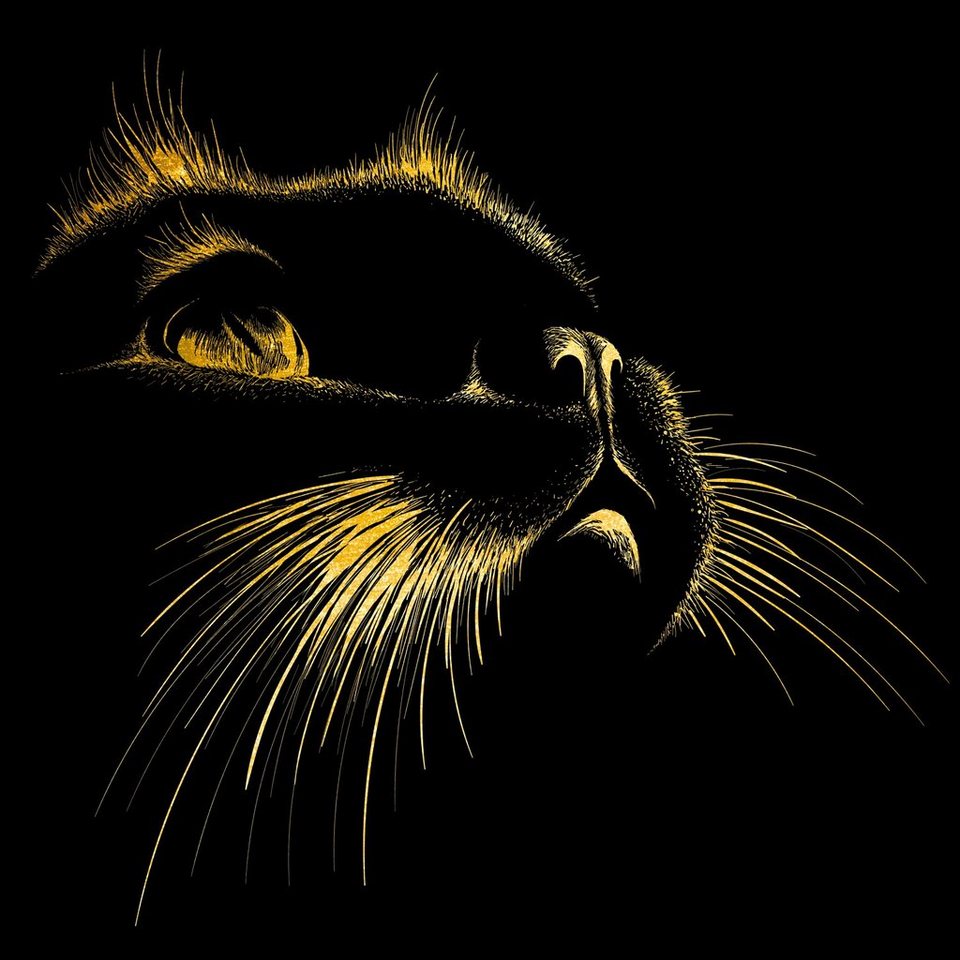 queence Acrylglasbild Katze - Cat - Acrylbilder mit Blattgold veredelt,  Katze (1 St), Verschieden Größen, Goldveredelung, Handgearbeitet, Gerahmt,  Edel