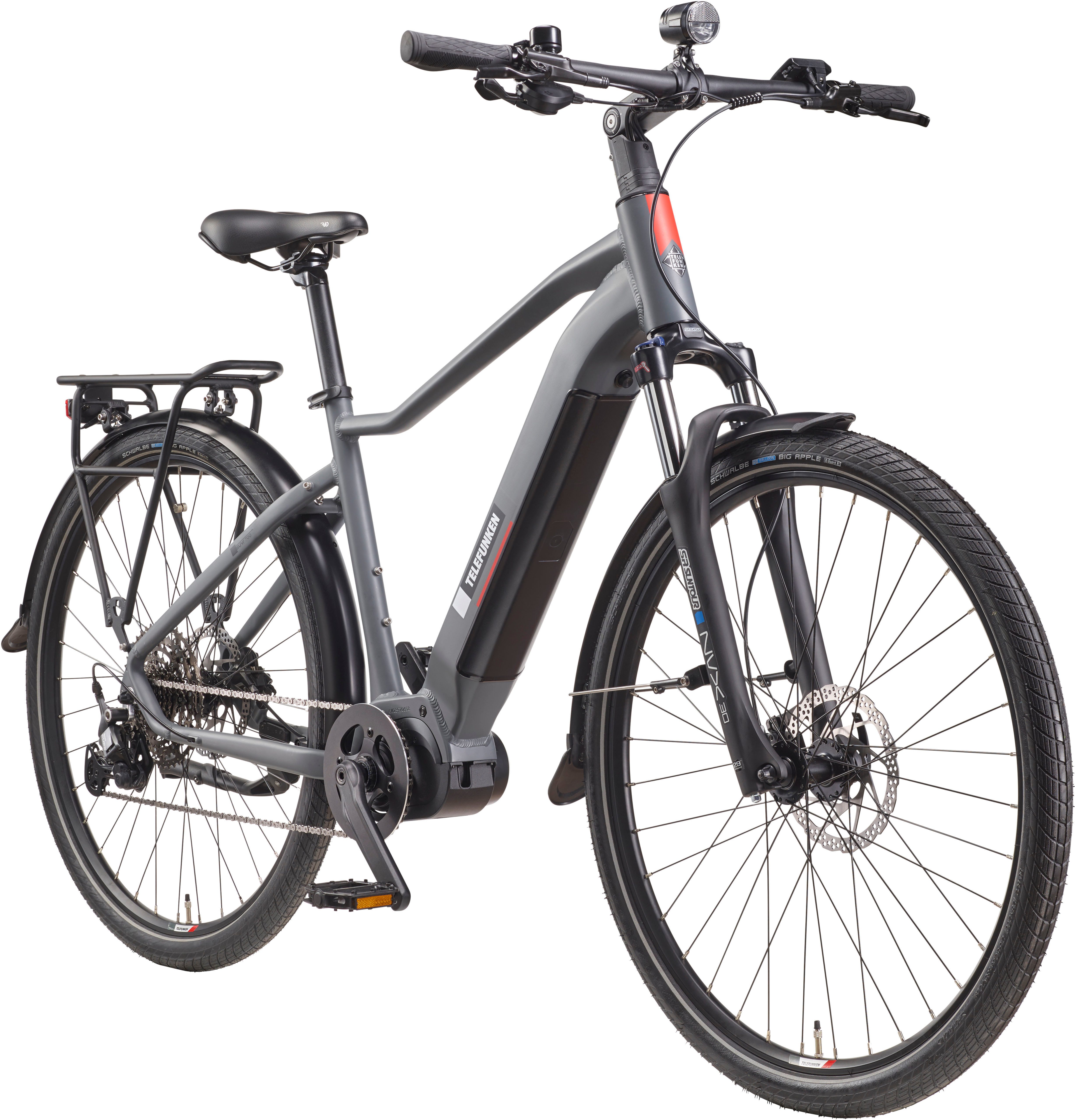 Telefunken E-Bike Cityrad SUV700, 10 Gang Shimano, Kettenschaltung, Mittelmotor, 720 Wh, (29 Zoll, Straßenzulassung, Scheibenbremsen), Pedelec, Elektrofahrrad für Herren u. Damen, Trekkingrad