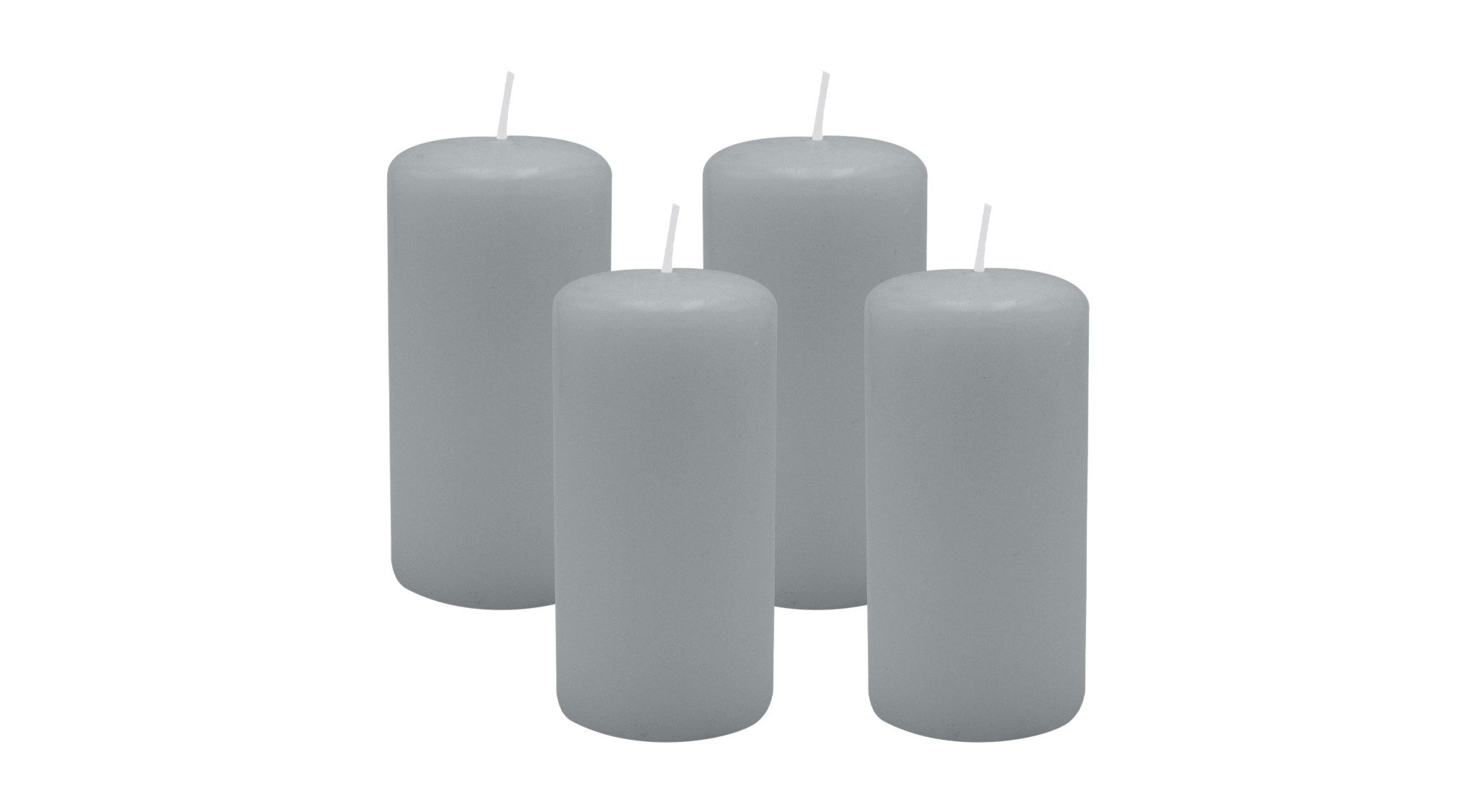 Kopschitz Kerzen Stumpenkerze 4er Set Stumpenkerzen/Adventskranzkerzen Silbergrau Ø 50 x 100 mm