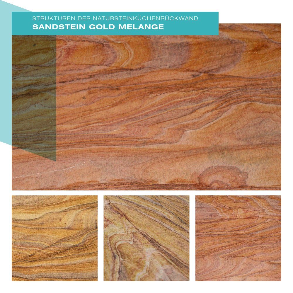 Gold Sandstein Unikat Platte Echtstein - Naturstein jede aus % 100 Melange Küchenrückwand ein DRUCK-EXPERT