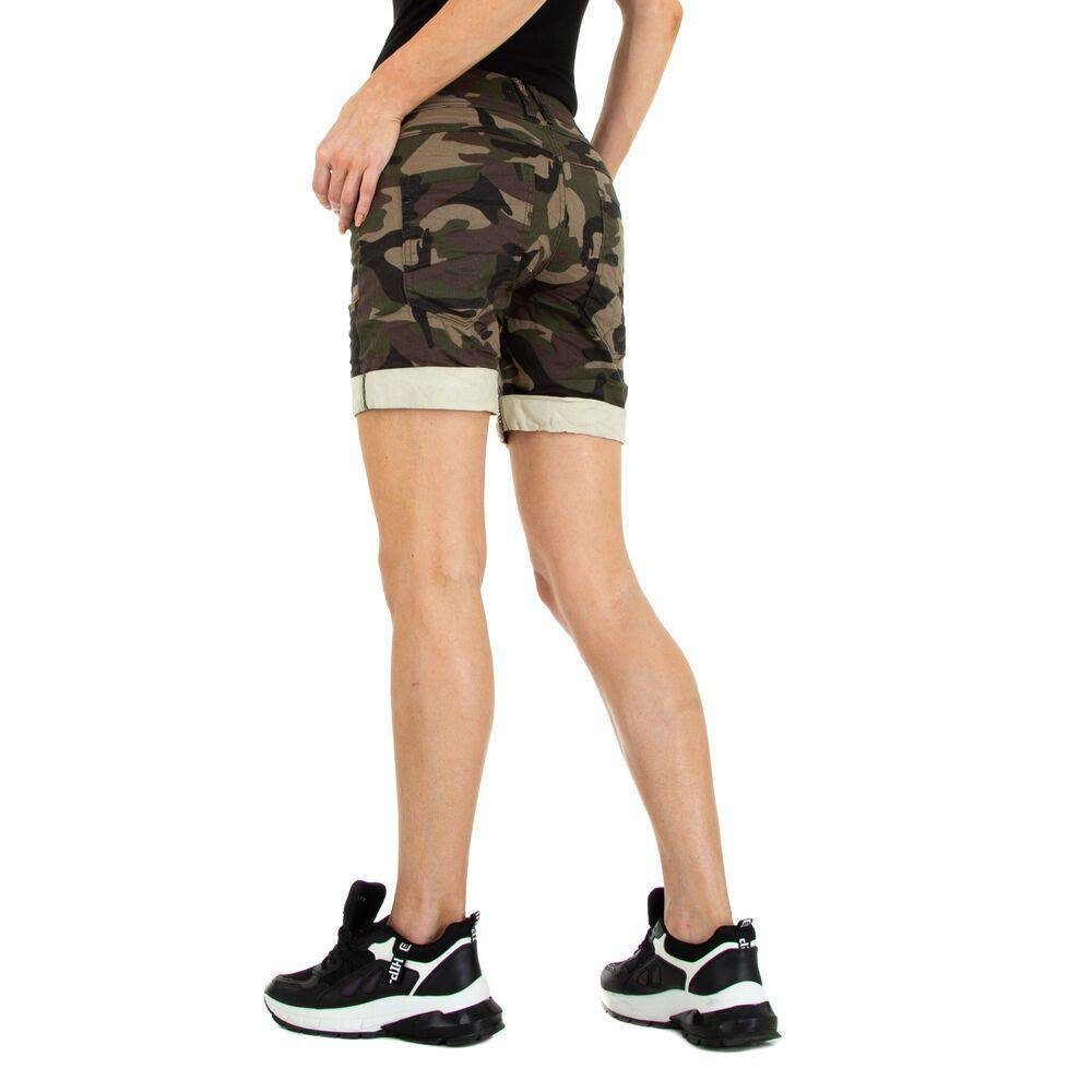 Damen Stretch Shorts Freizeit Ital-Design in Grün Shorts Camouflage