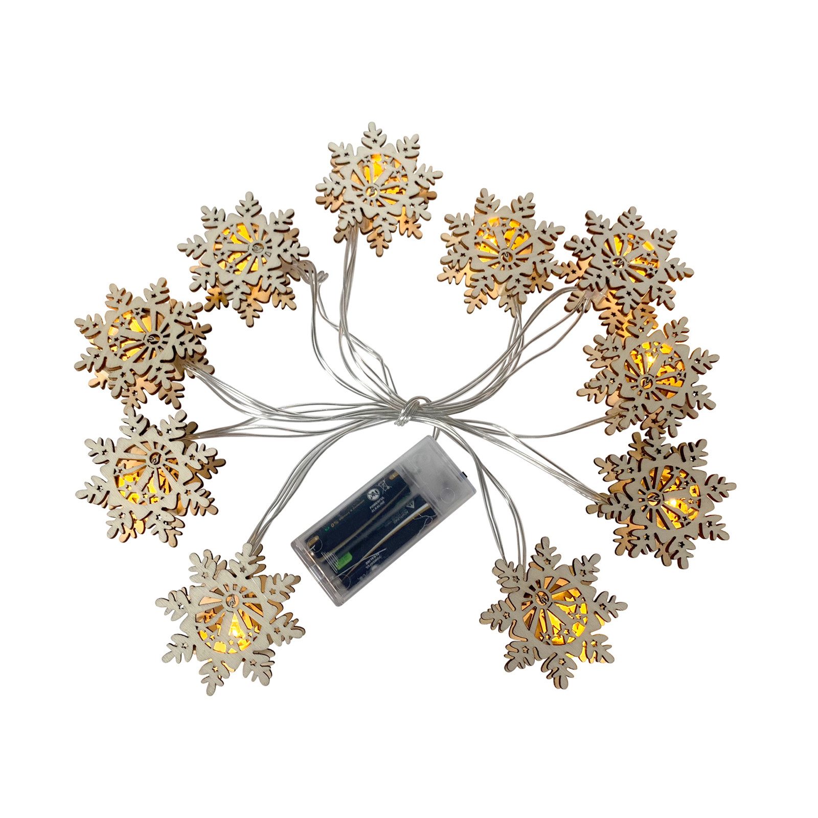 HTI-Living LED-Lichterkette Lichterkette mit 10 LED Schneeflocken, 10-flammig, Weihnachtsbeleuchtung batteriebetrieben