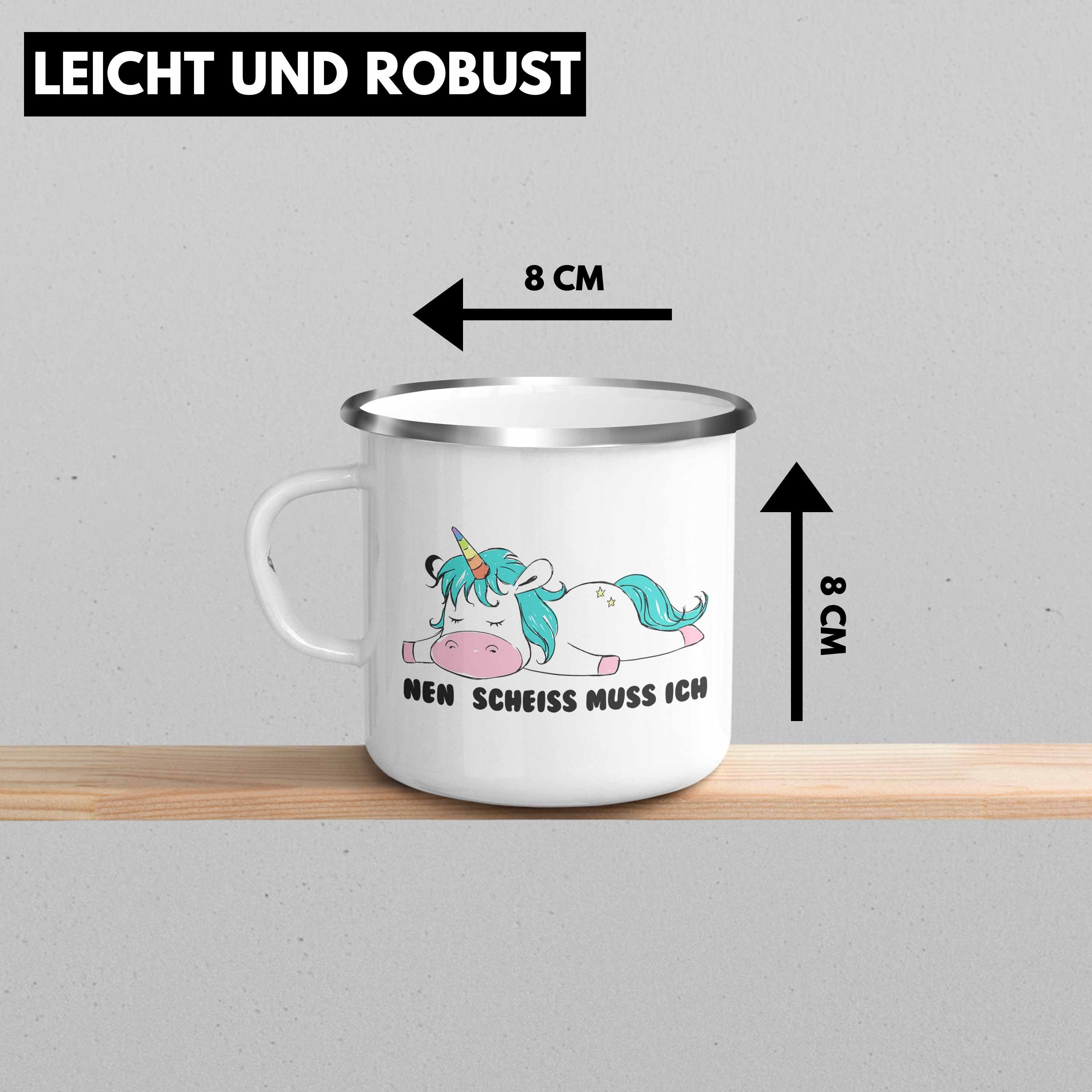 - Tasse Spruch Nen Emaille Silber Arbeitskollegin Freundin für Grafik Kinder Scheiss Trendation Sarkastischer Emaille - - Lustige Tassen Einhorn Geschenk Frauen Ich Trendation Thermotasse Muss