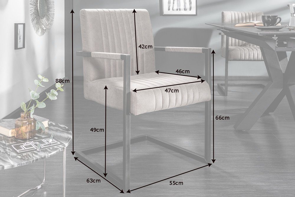 riess-ambiente Freischwinger BIG ASTON taupe – Microfaser, Taschenfederkern, Eisengestell, inkl. Armlehne für hohen Sitzkomfort – ideal für Deinen Loft-Style
