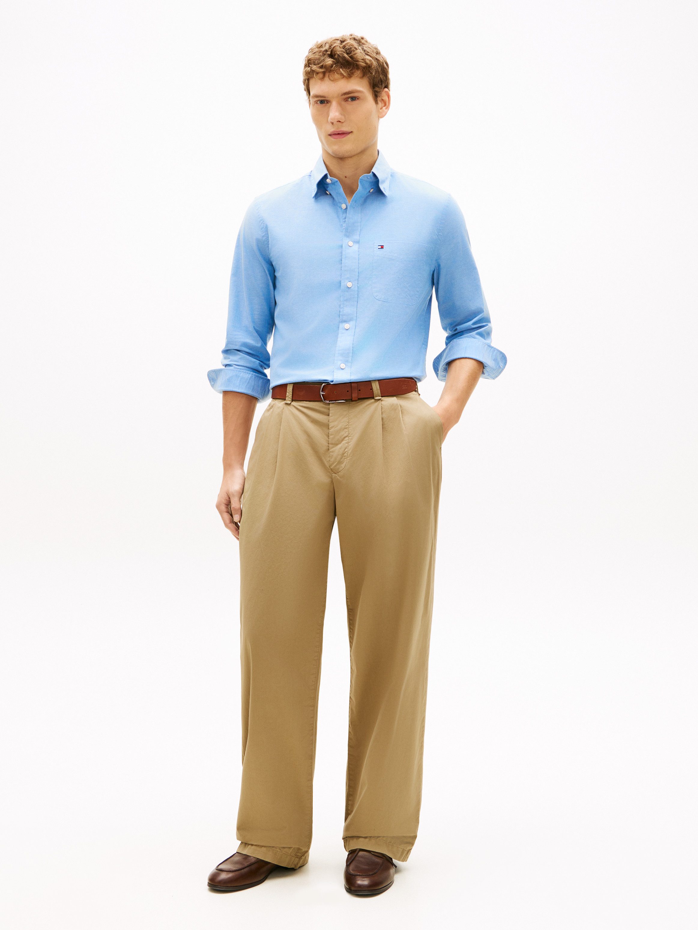 Tommy Hilfiger Langarmhemd LIGHT OXFORD SOLID Slim Fit